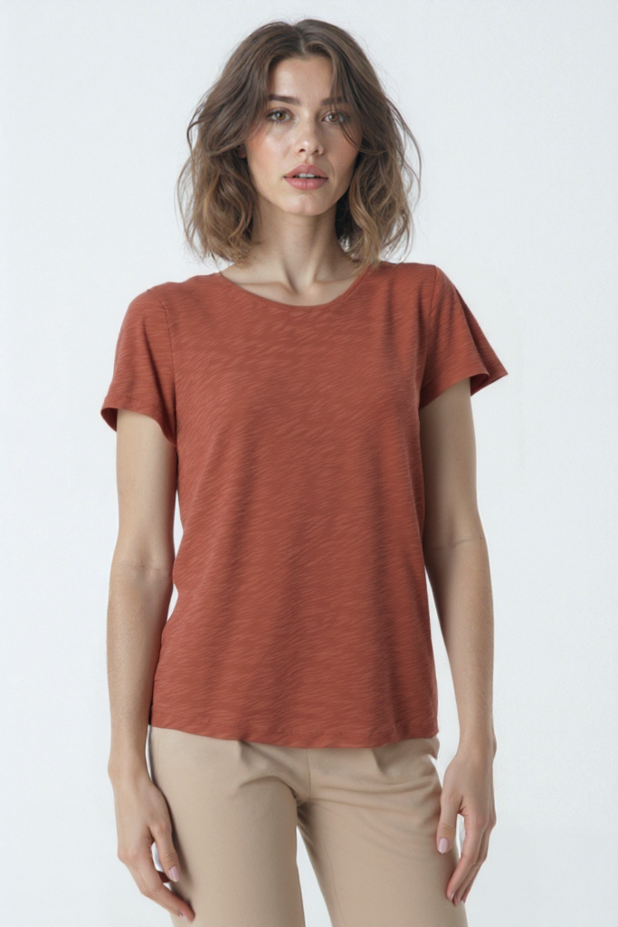 BETTINA S/S TOP in Coral