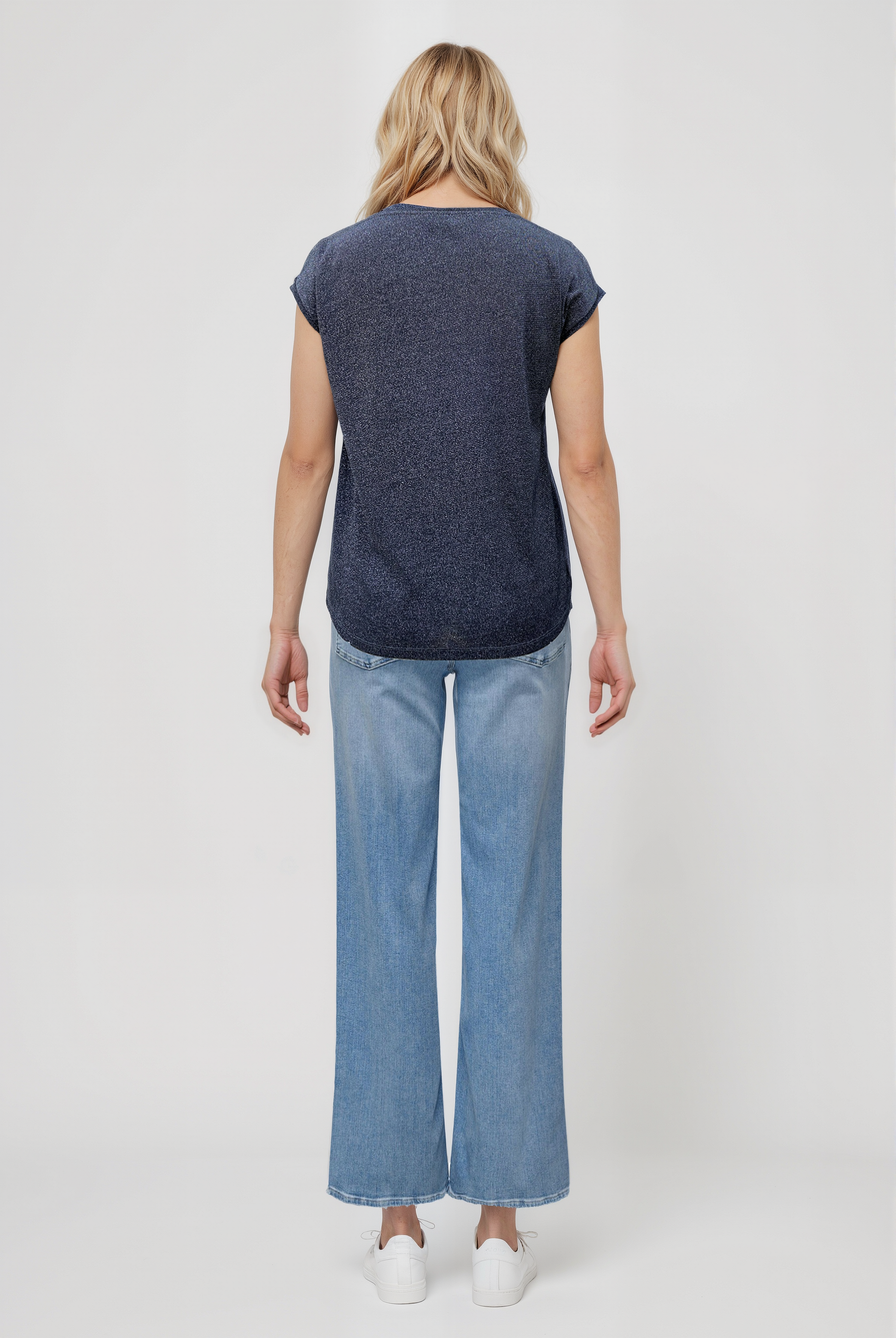 SKY GLITTER S/S TOP in Black, Silver