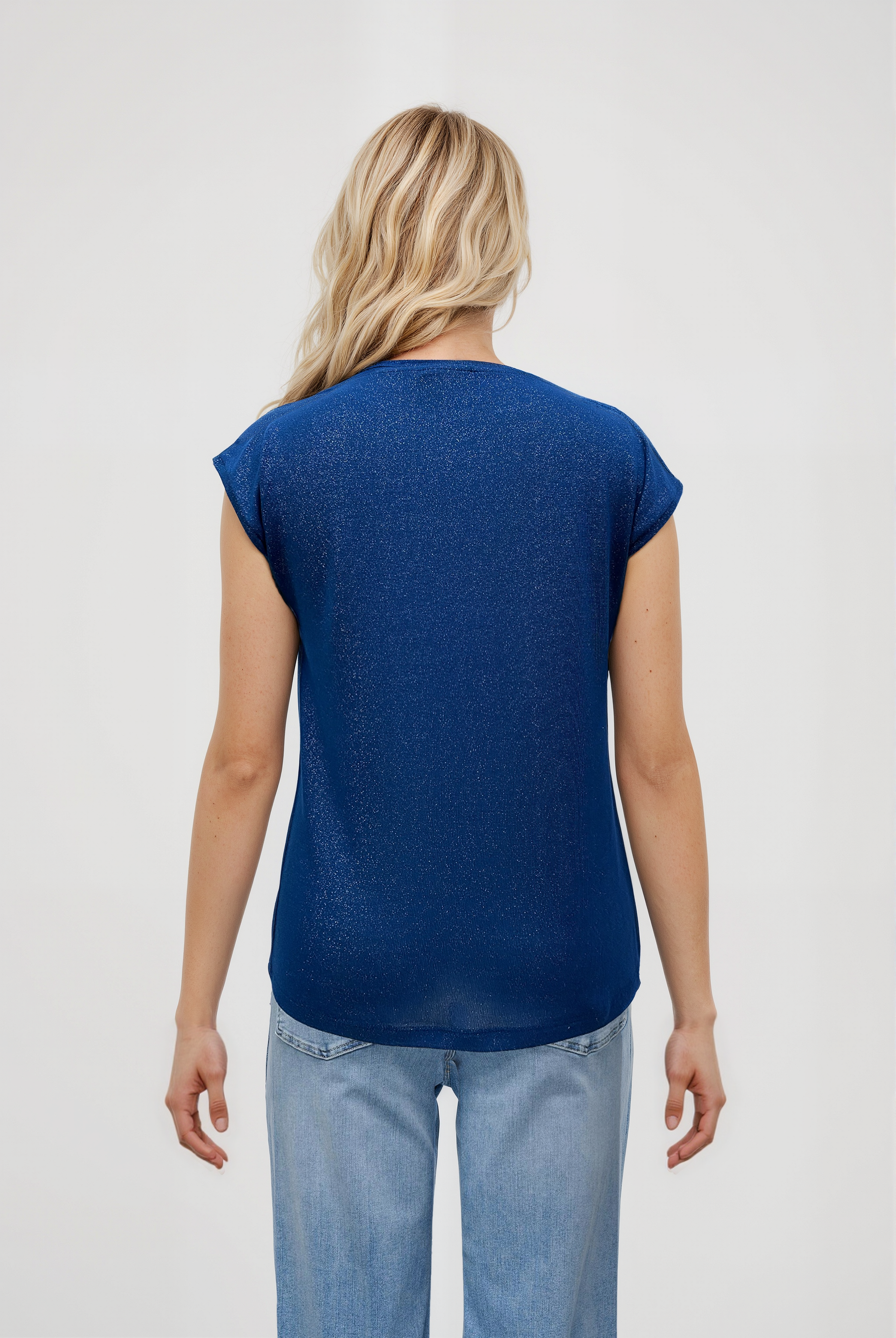 SKY GLITTER S/S TOP in Gibraltar Sea