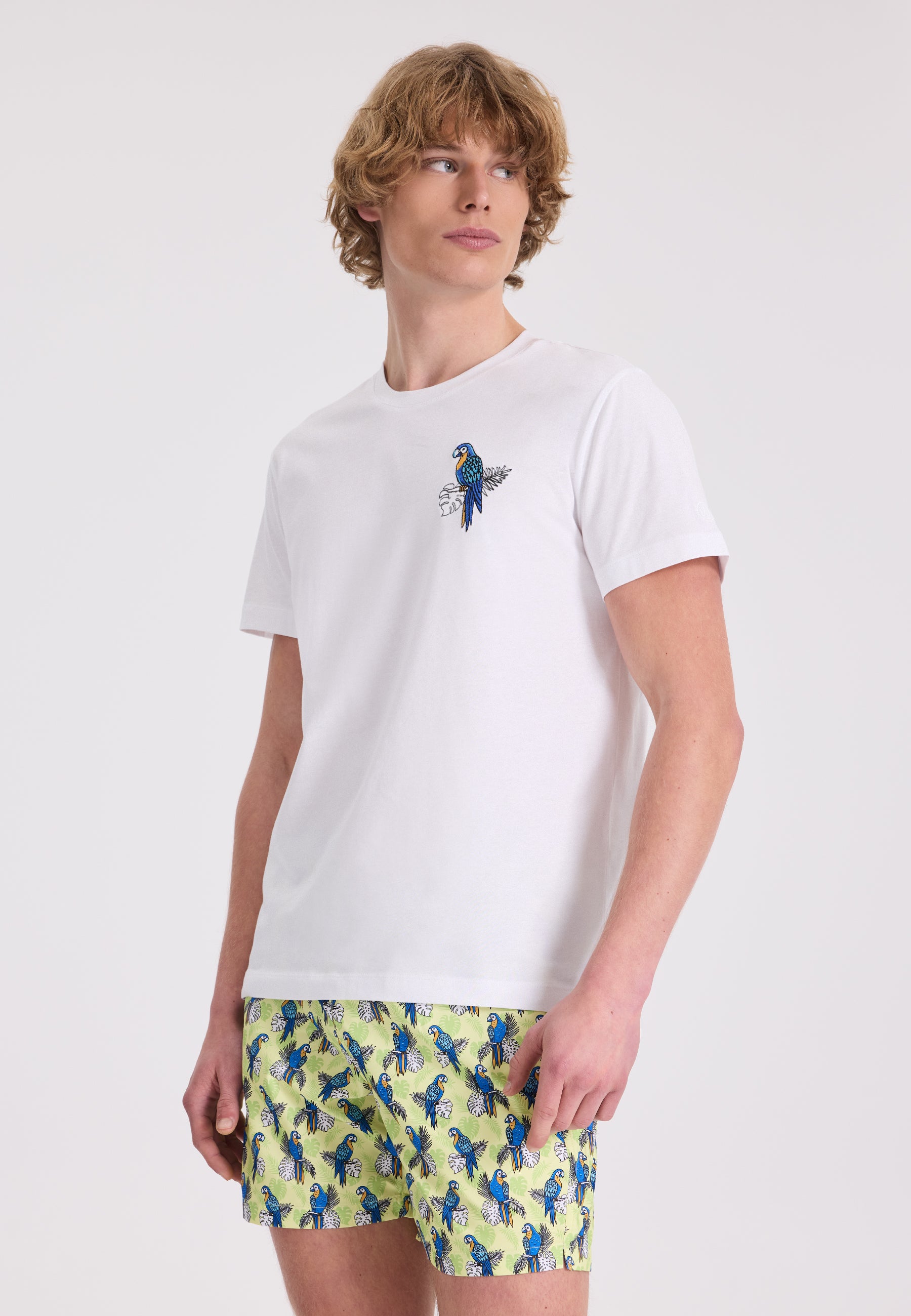 WMEMBROIDERY PARROT TEE in White