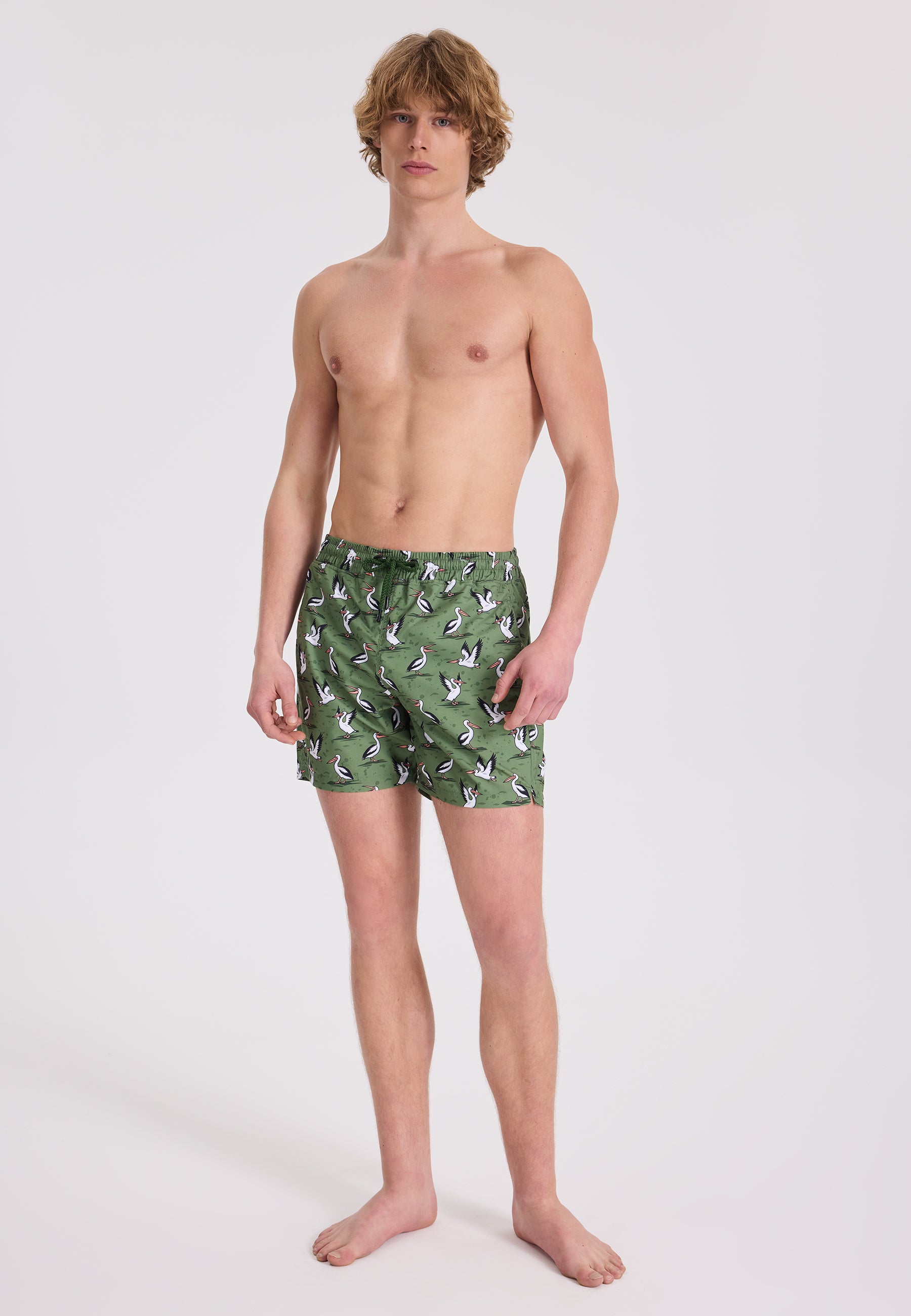 WMANIMAL PELICAN BADESHORTS in Grün AOP