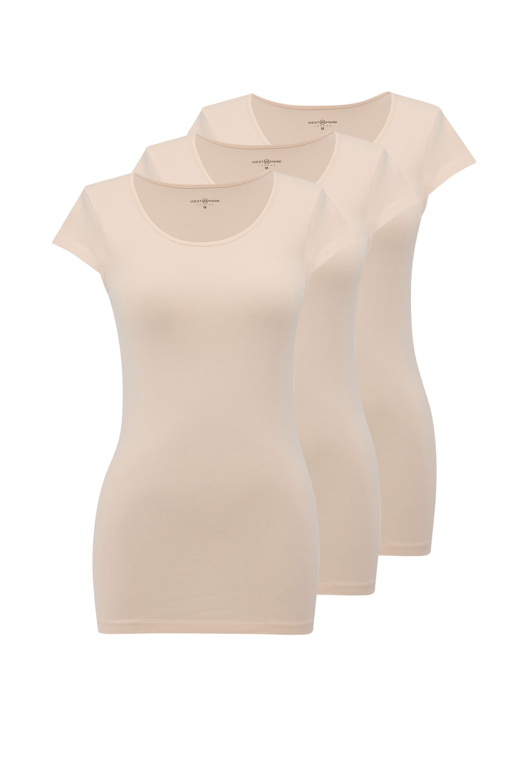 OLIVIA CAPSLEEVE TOP 3-PACK in Nude
