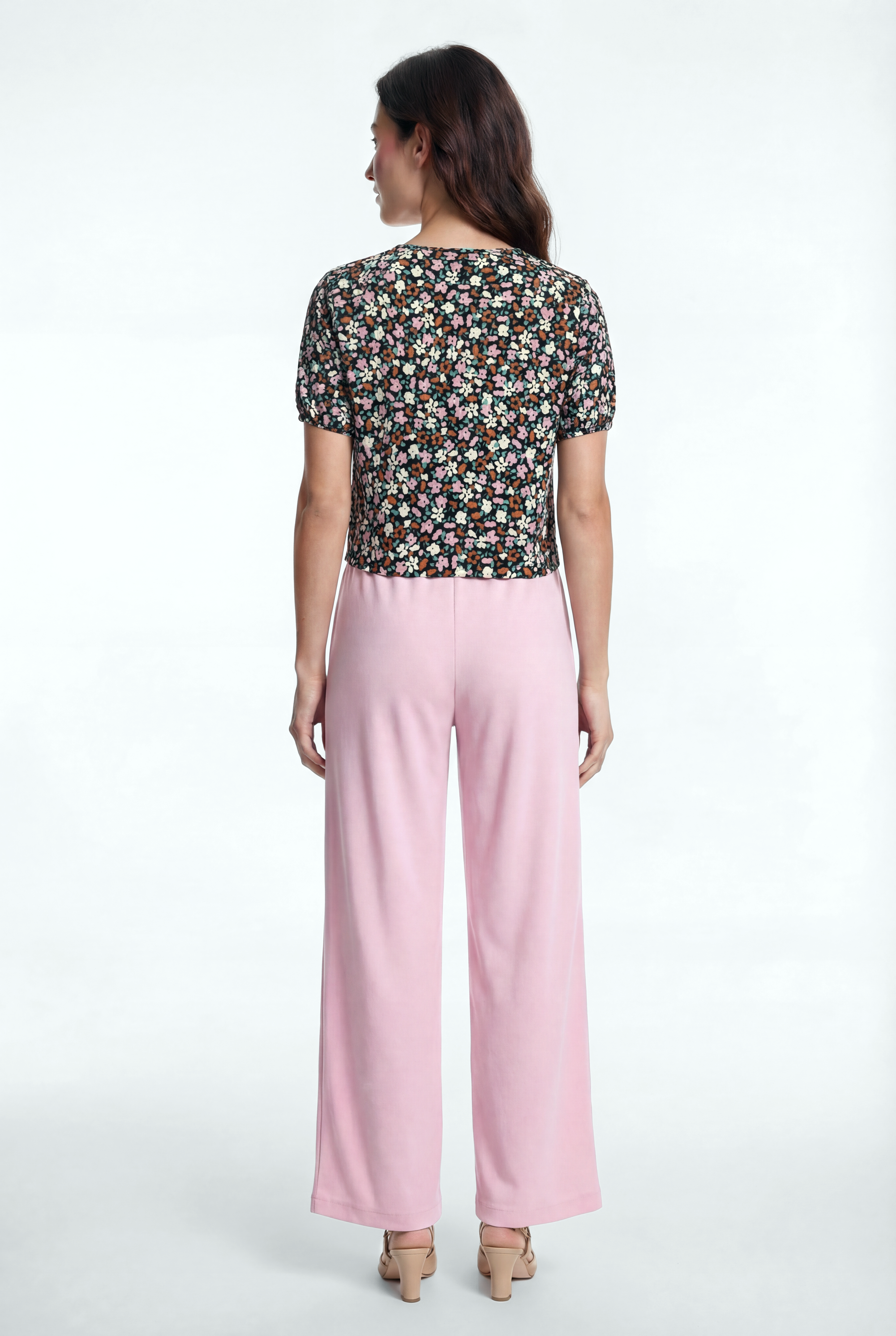 CARMEN CROP TOP in Black/Pink AOP