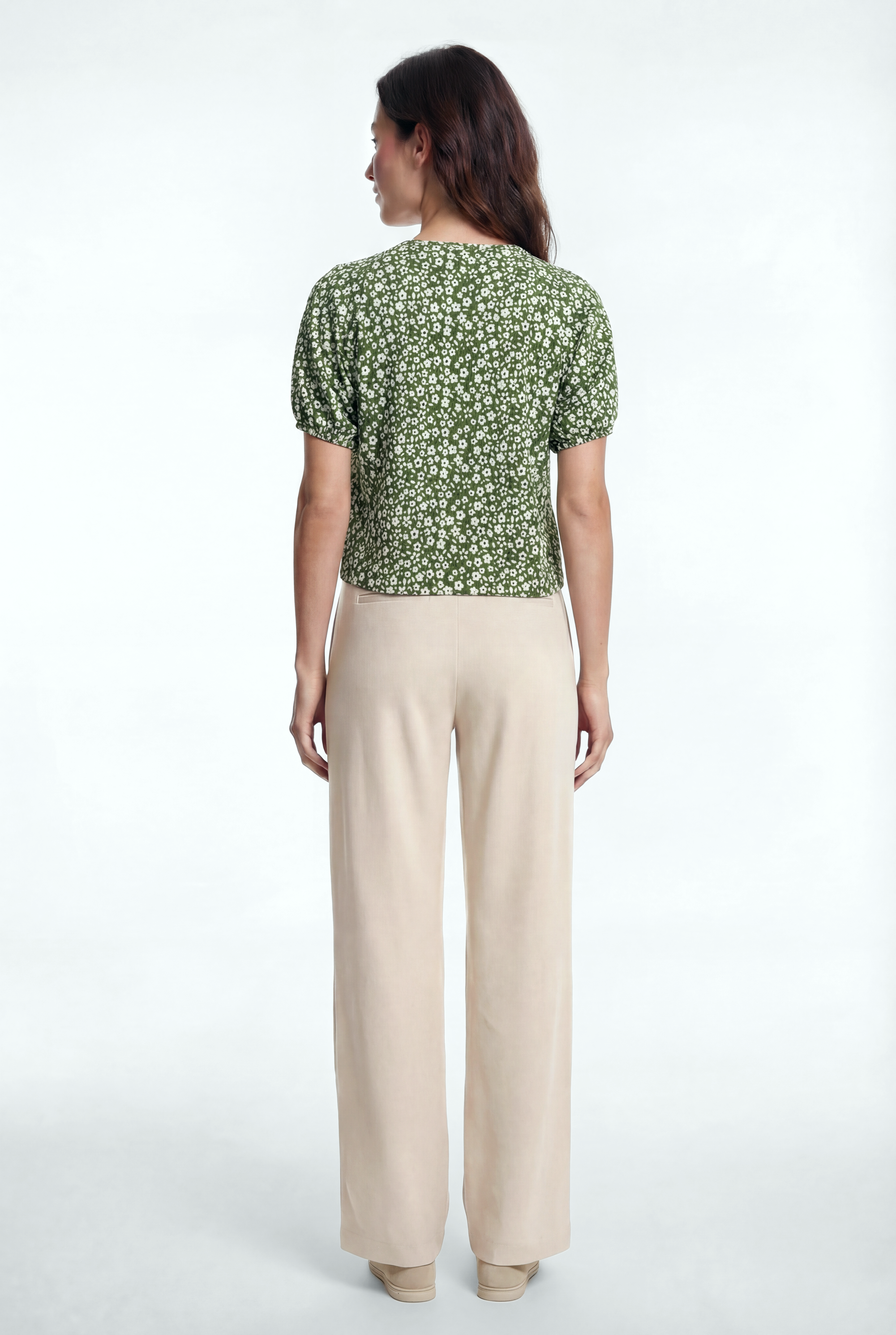 CARMEN CROP TOP in Green AOP