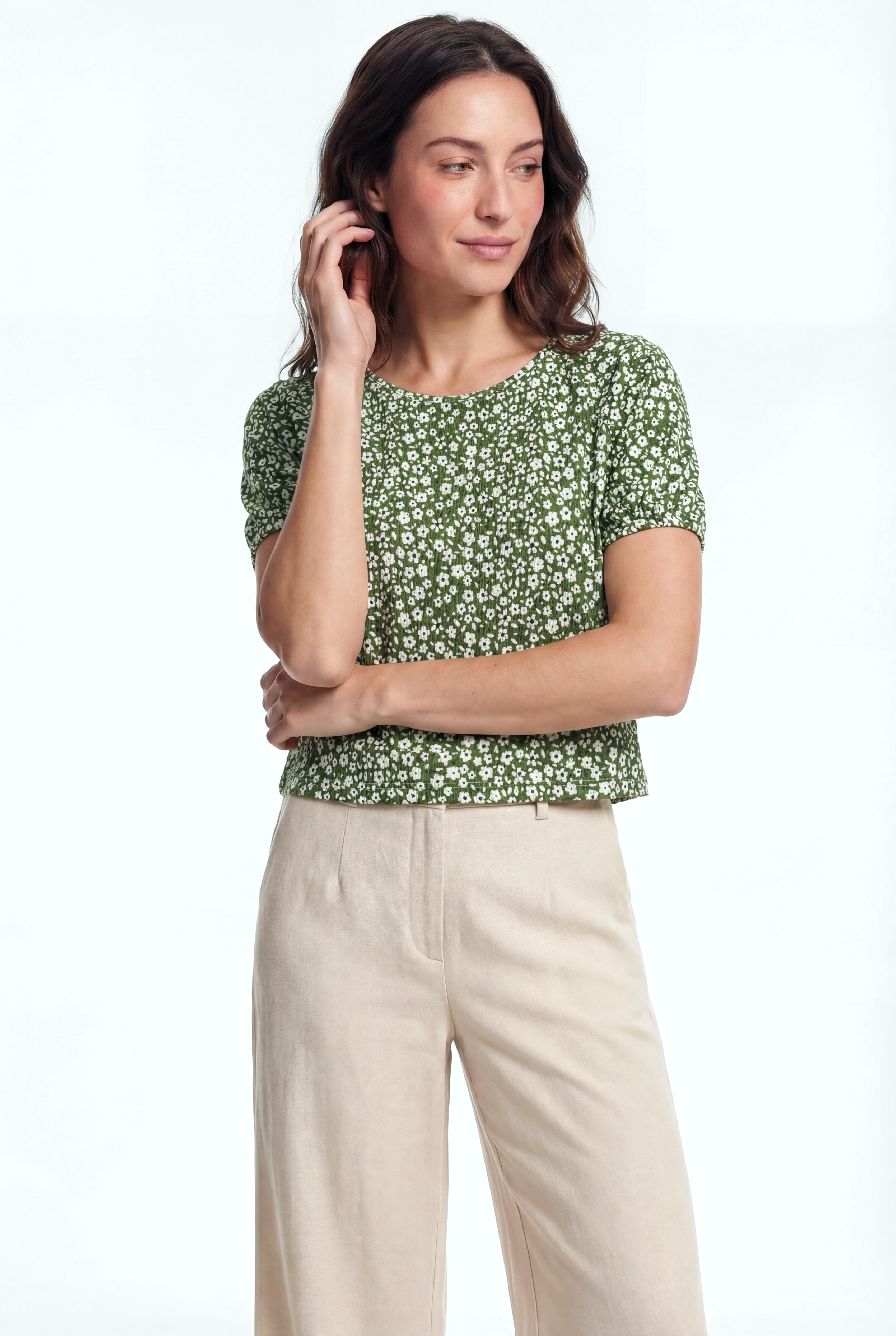 CARMEN CROP TOP in Green AOP