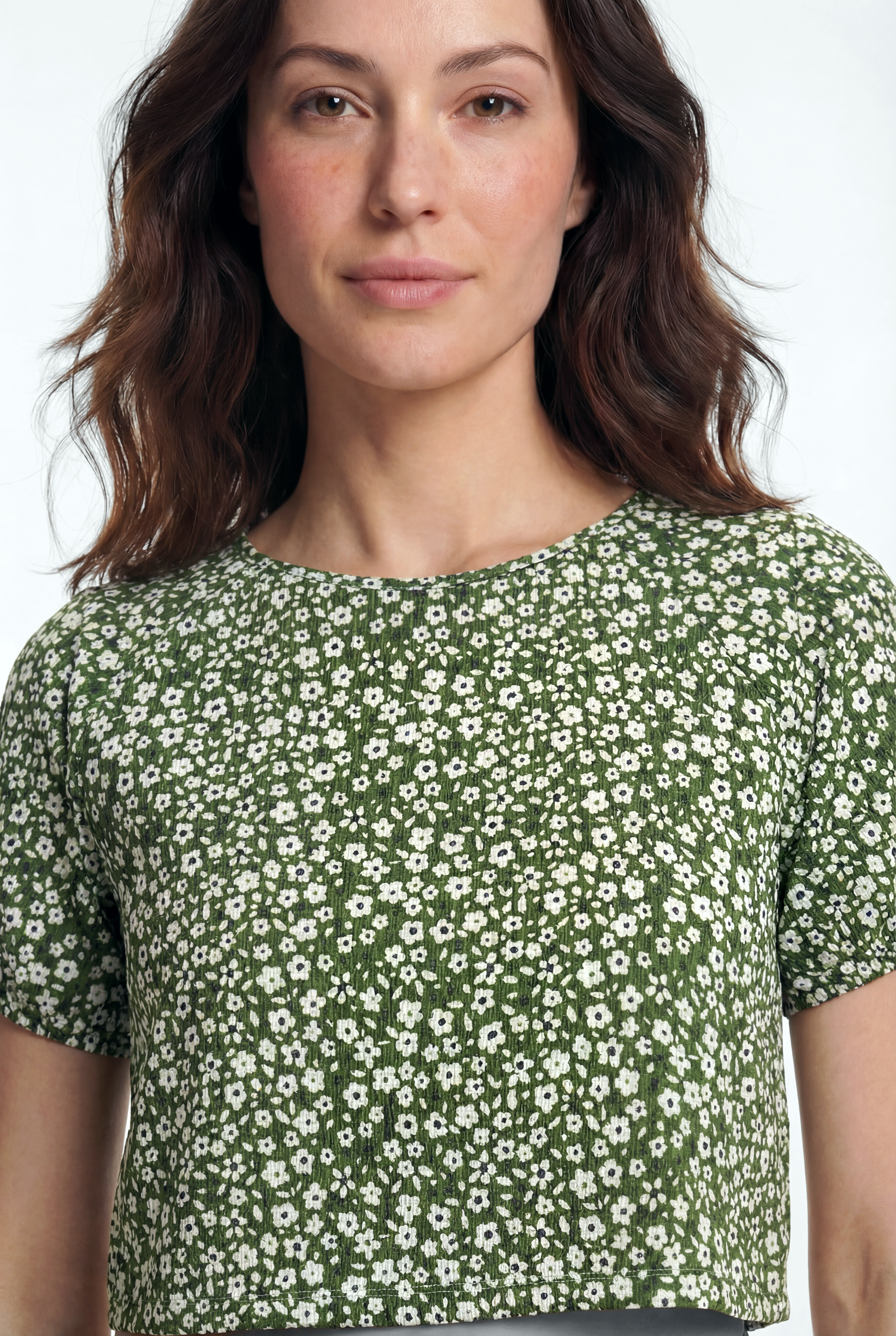 CARMEN CROP TOP in Green AOP