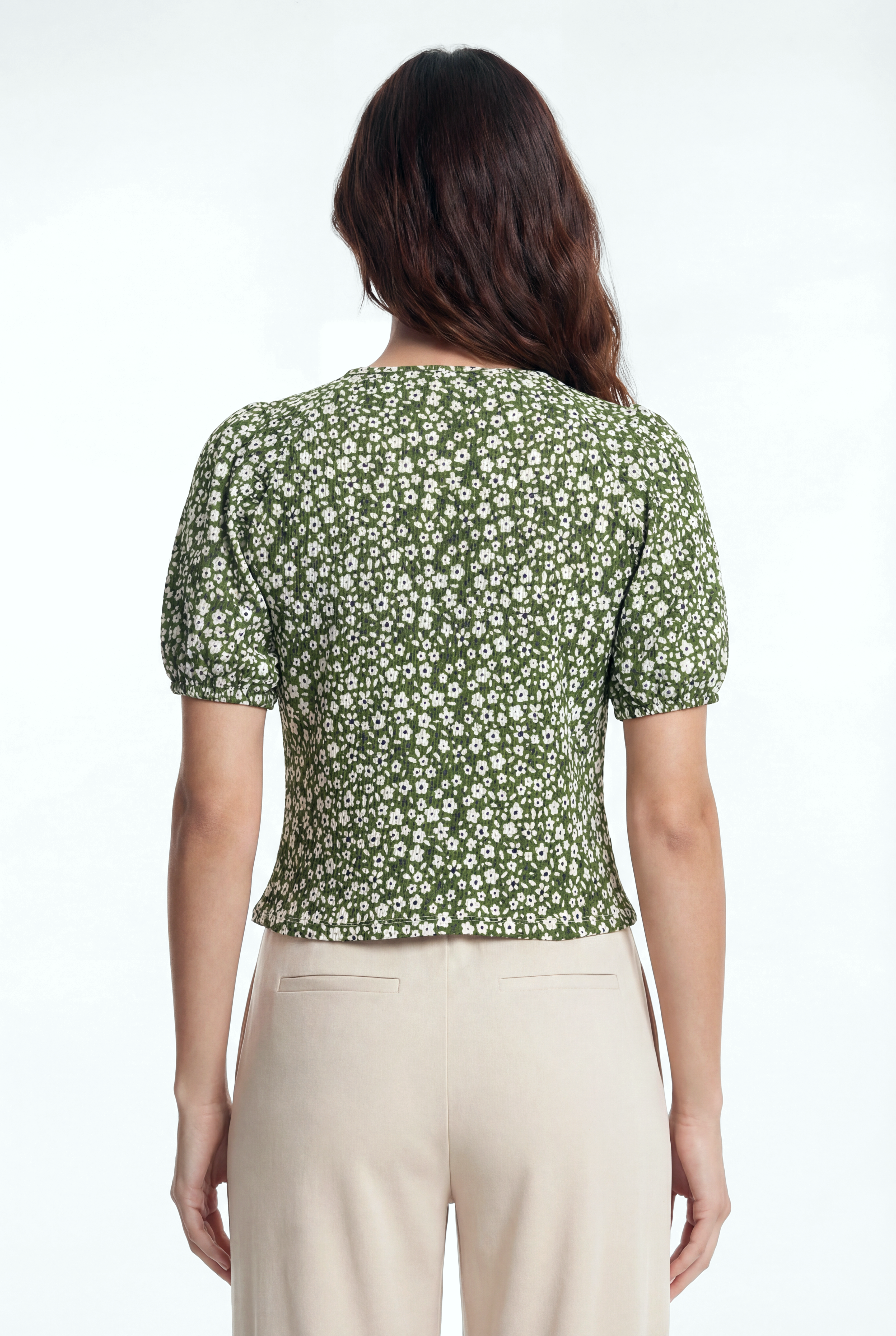 CARMEN CROP TOP in Green AOP