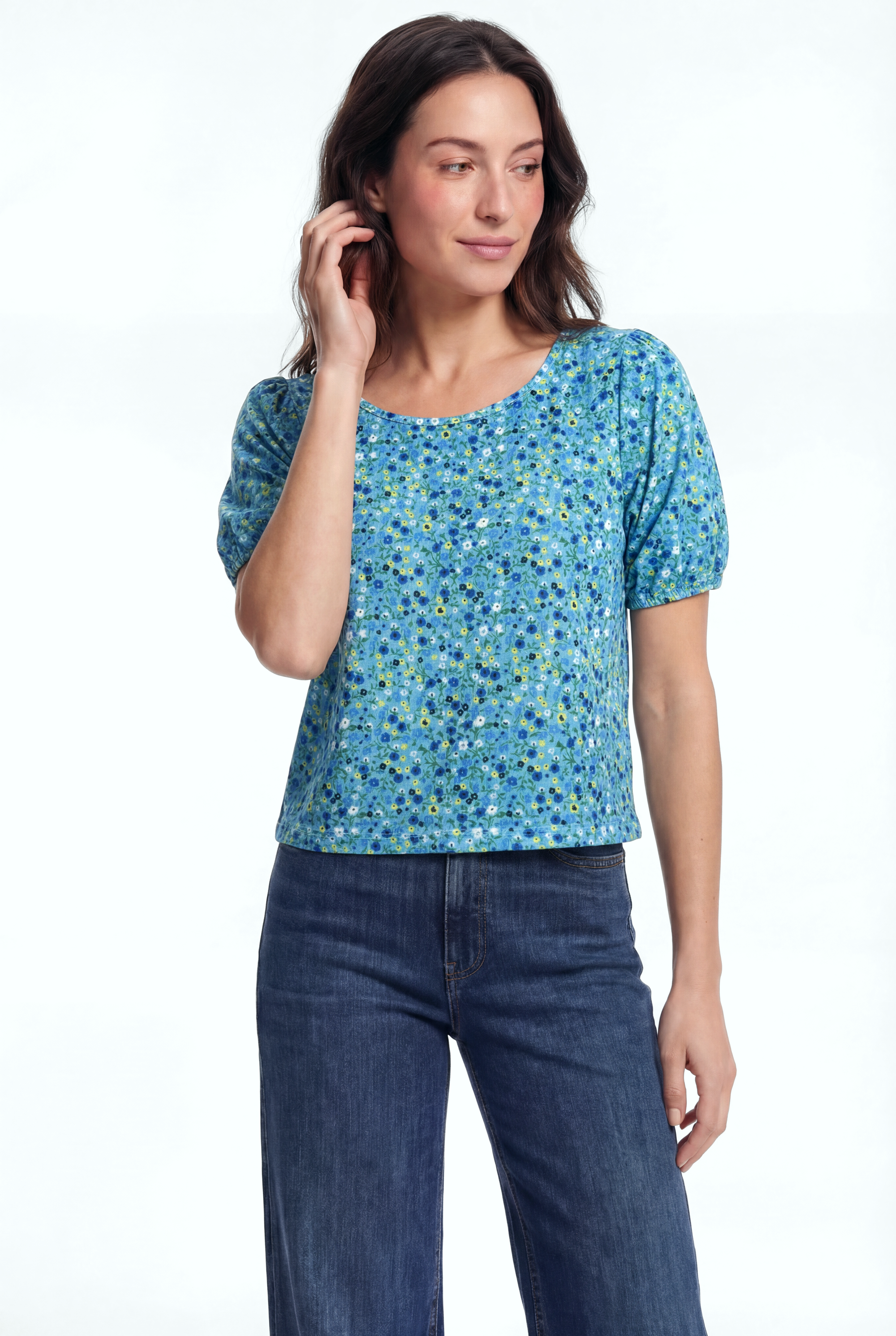 CARMEN CROP TOP in Blue AOP