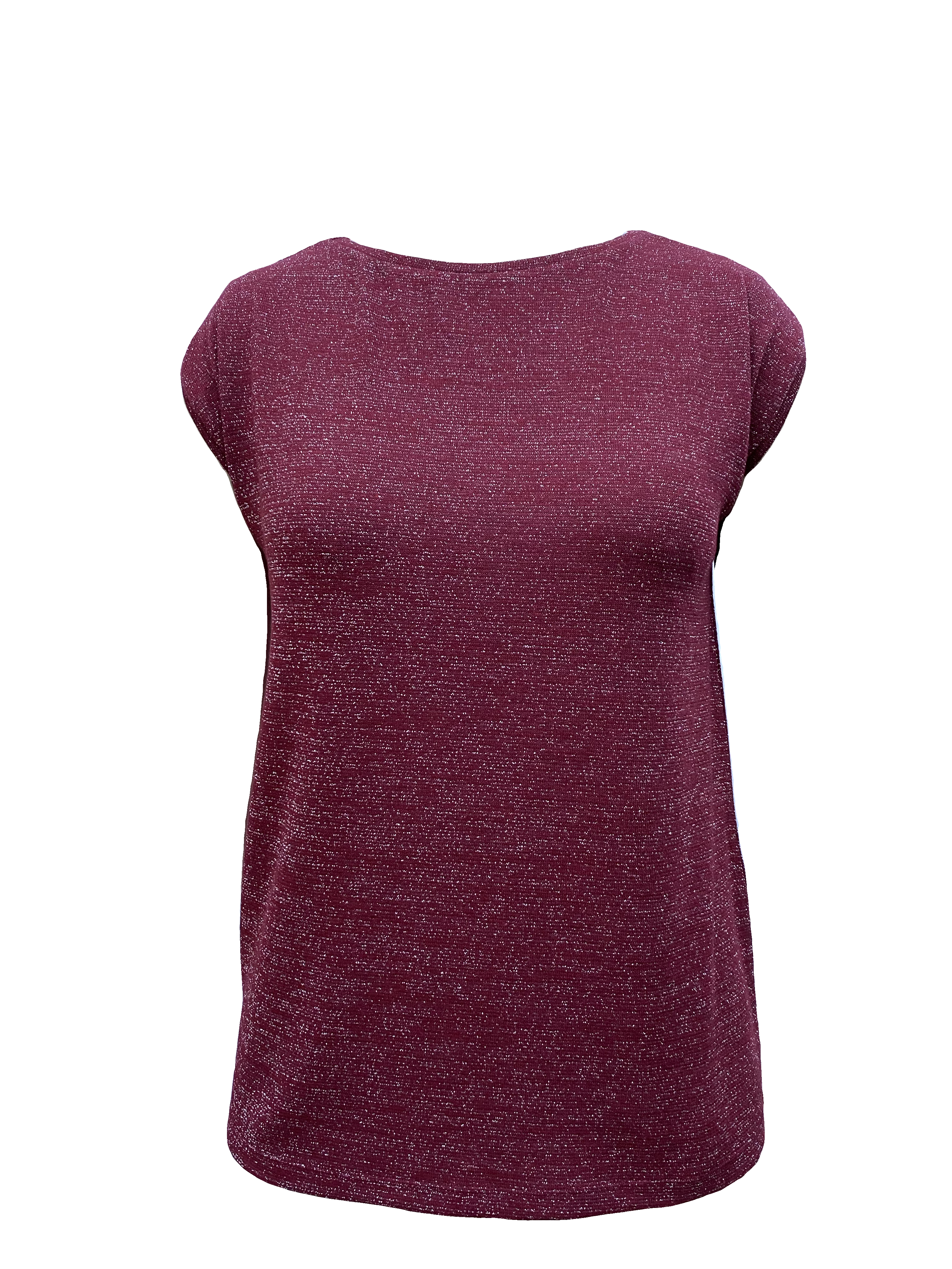 SKY GLITTER S/S TOP in Rumba Red