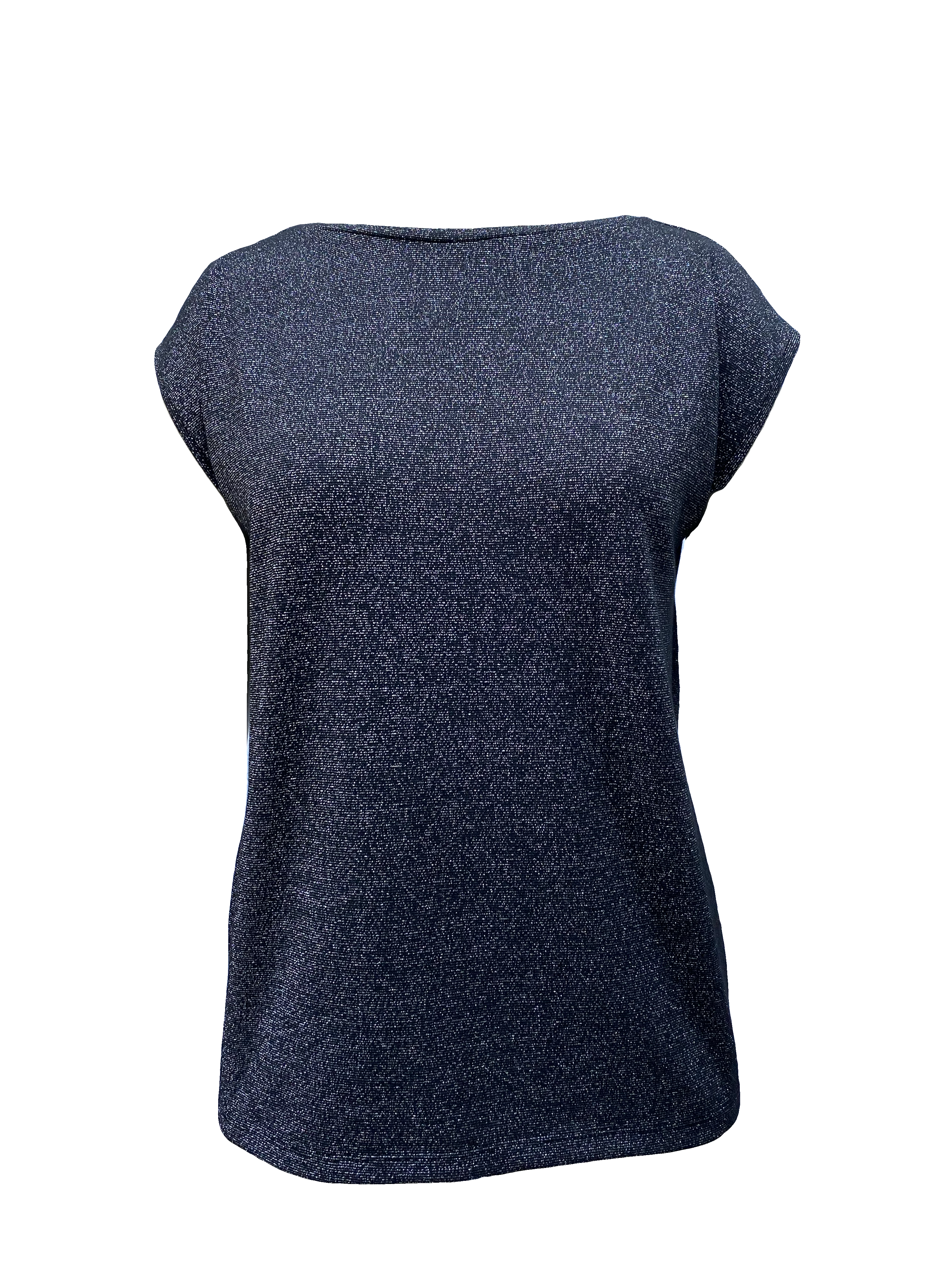 SKY GLITTER S/S TOP in Black, Grey