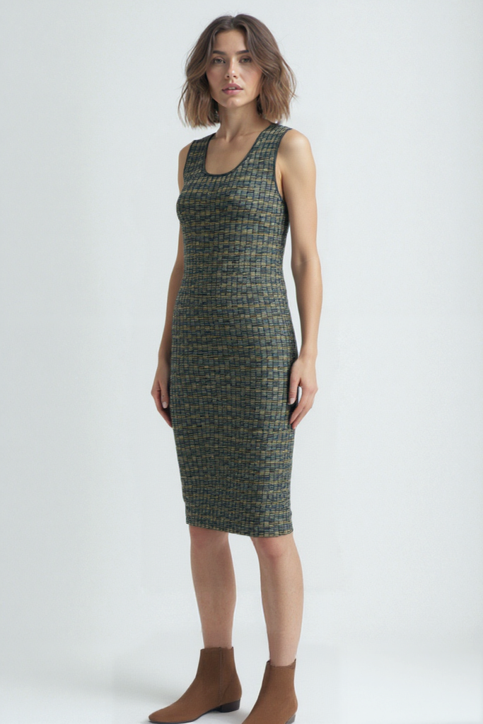 DAPHNE S/L LONG DRESS in Honey, Grey