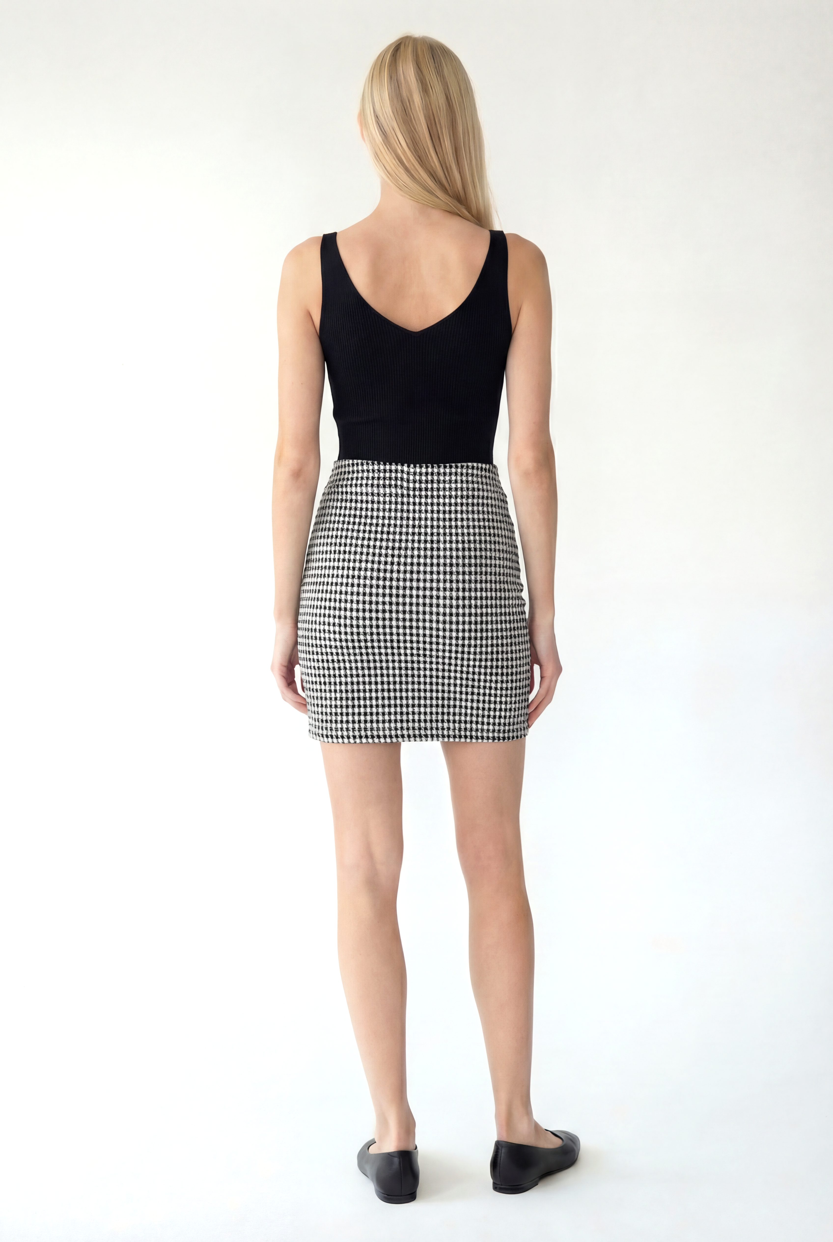 JULIET MID WAIST SKIRT in Black, White Pattern