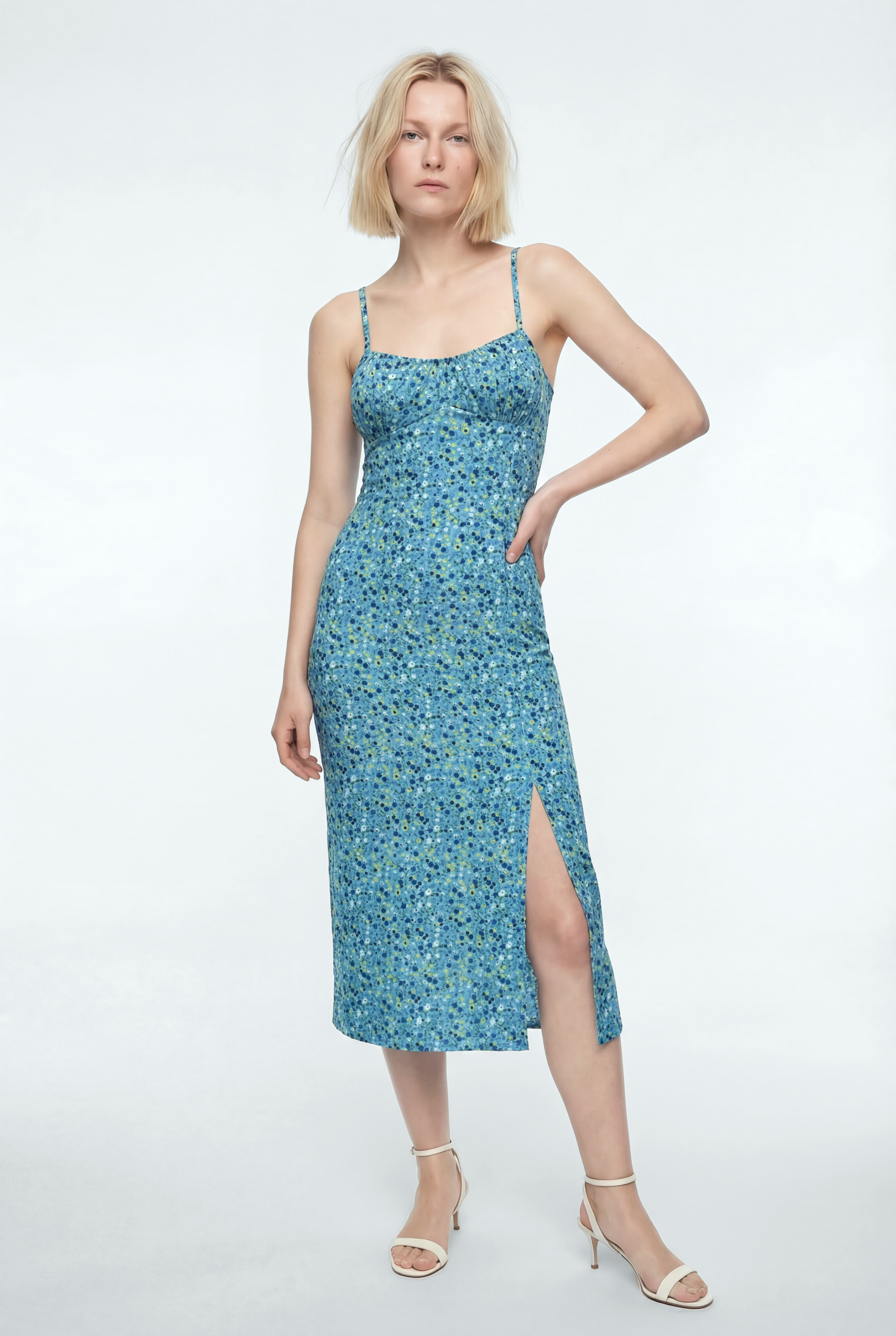 MARTA S/L DRESS in Blue