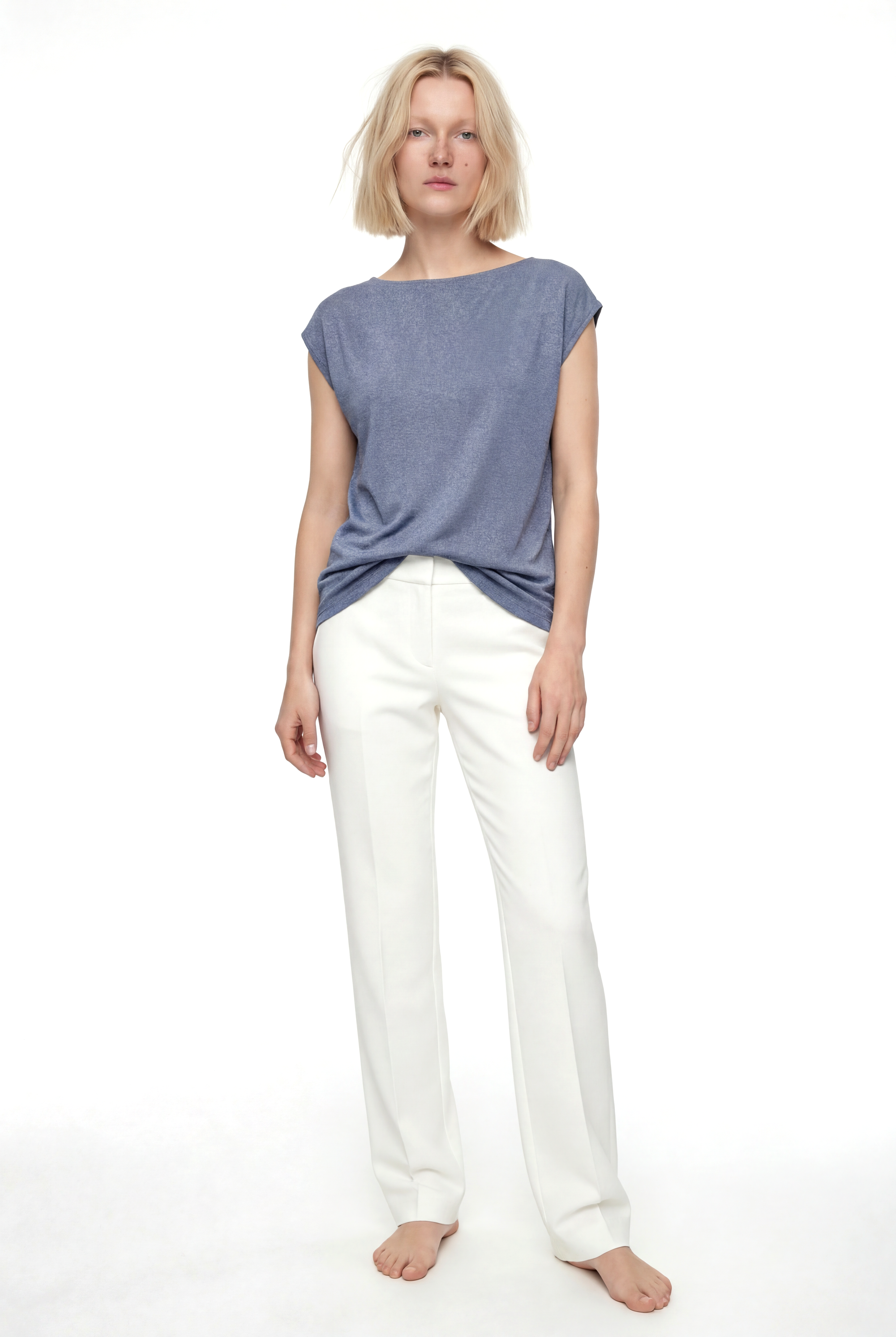 SKY GLITTER S/S TOP in Silver Sconce