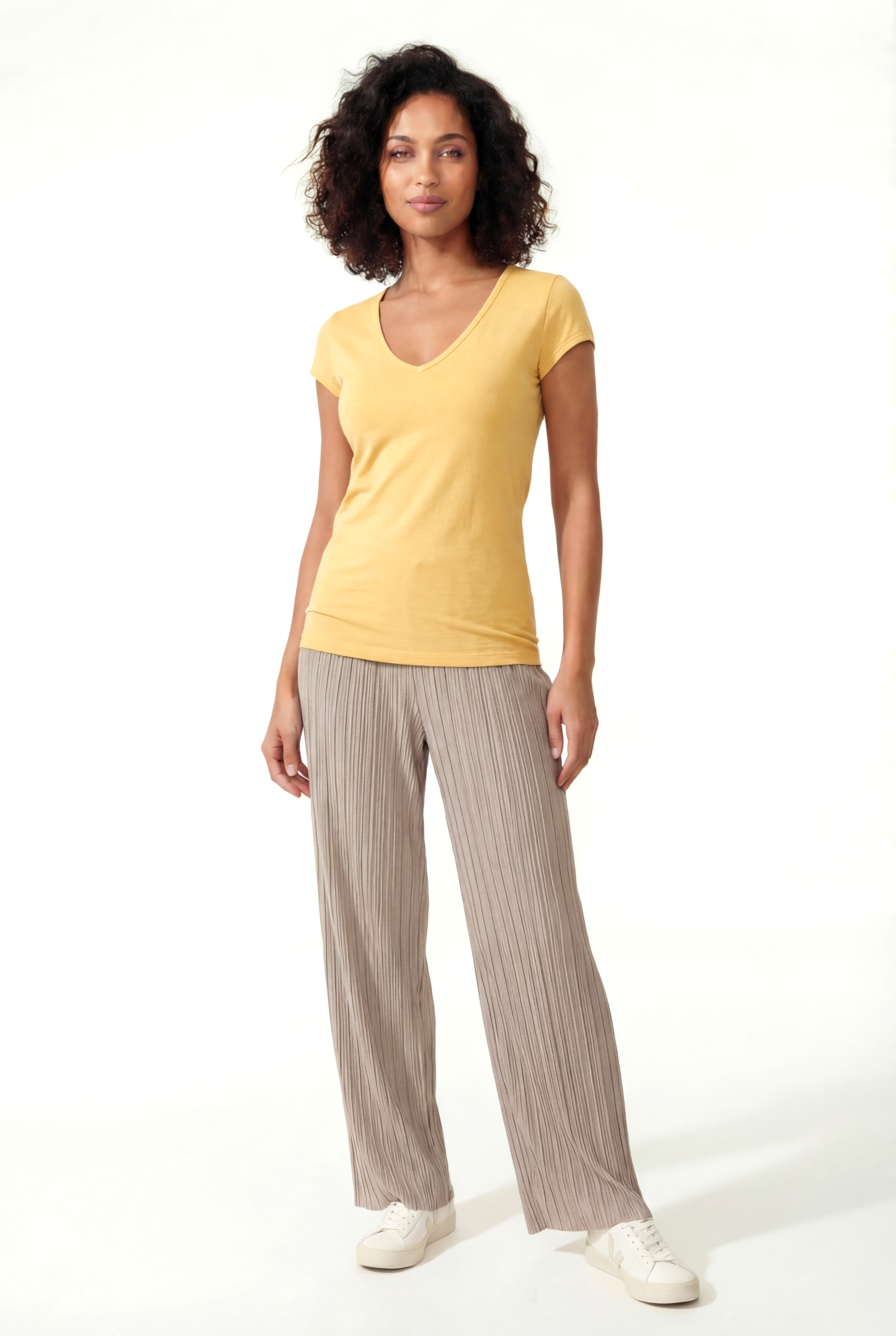 VALLI V-NECK S/S TOP in Buff Orange