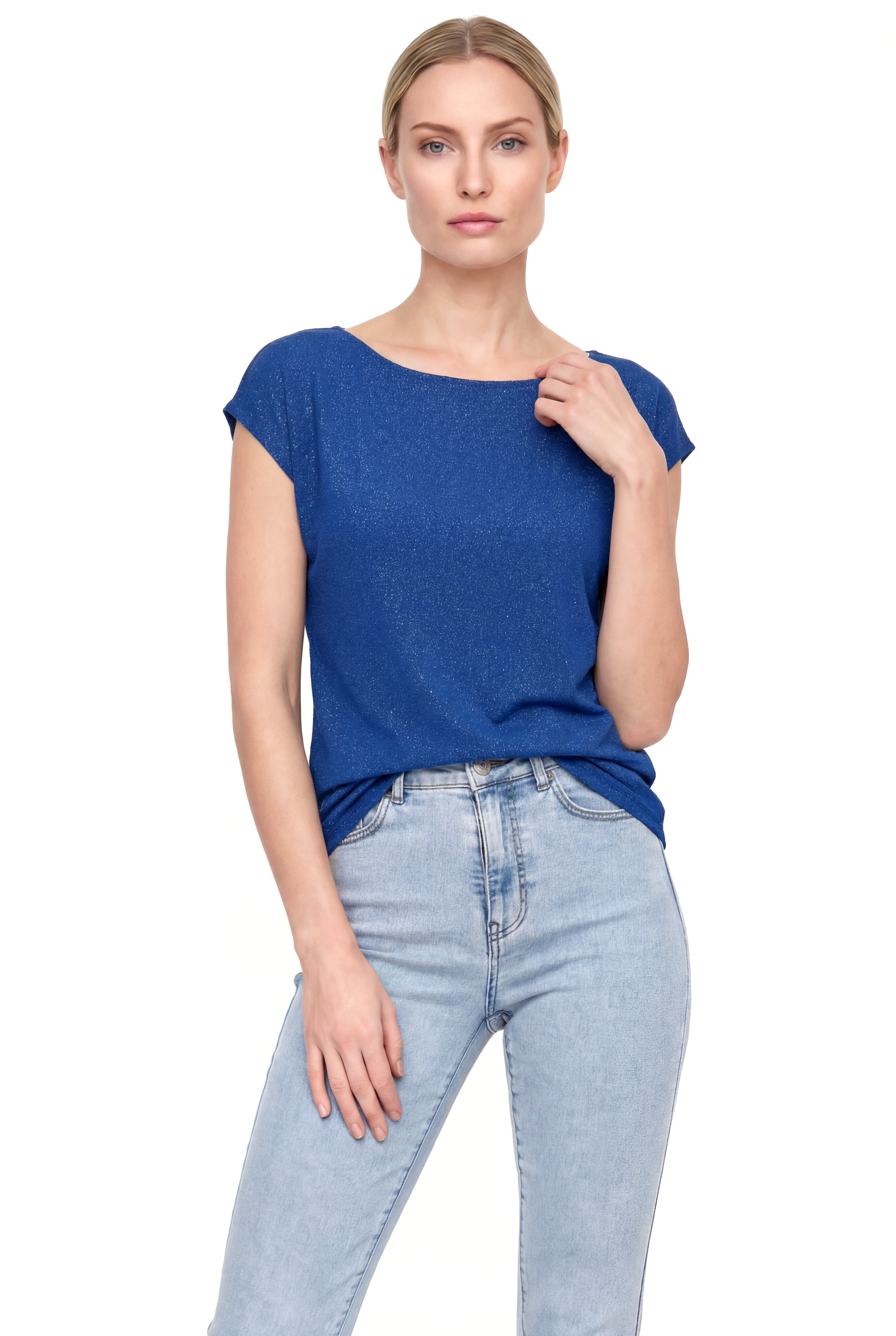 SKY GLITTER S/S TOP in Gibraltar Sea