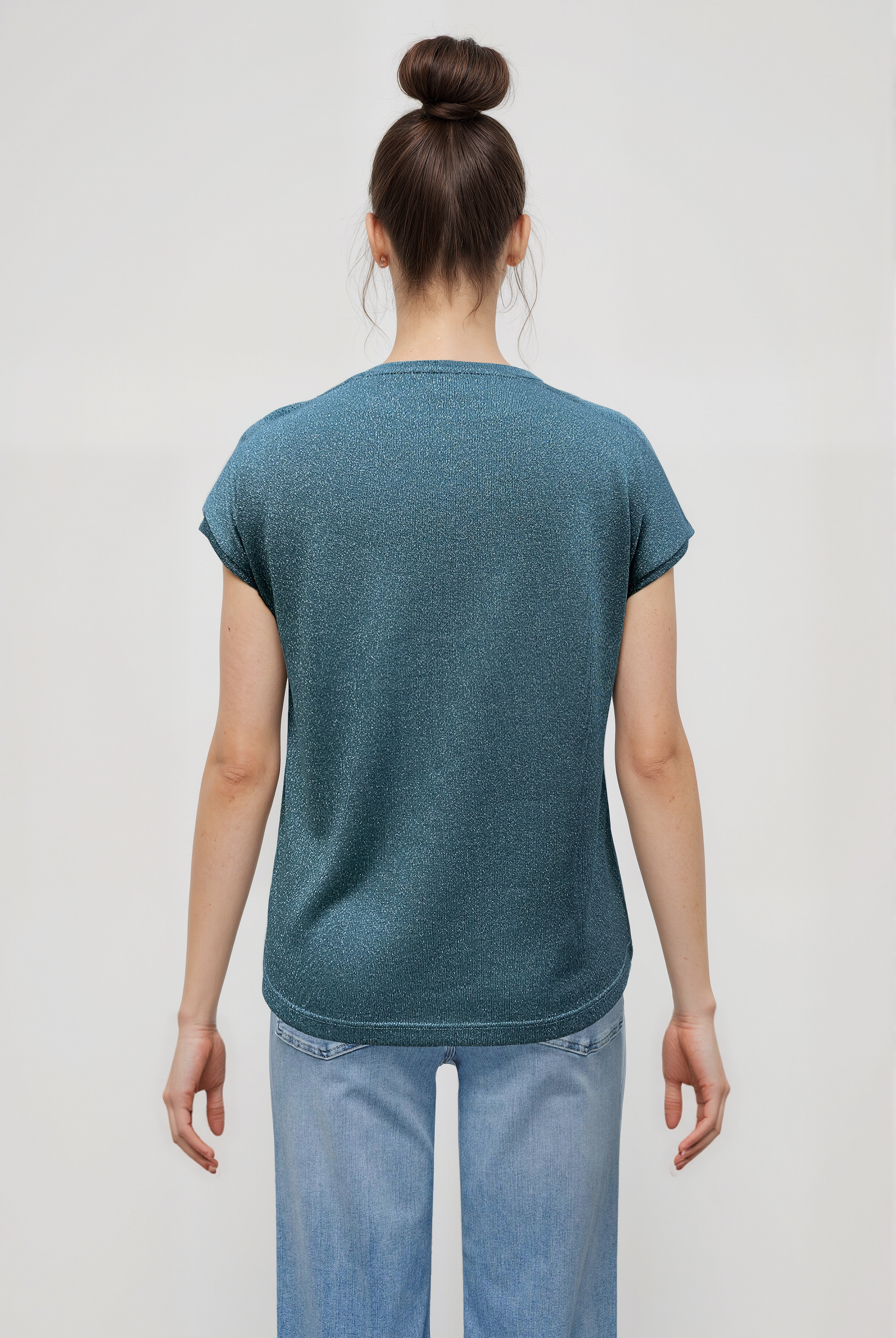 SKY GLITTER S/S TOP in Sagebrush Green