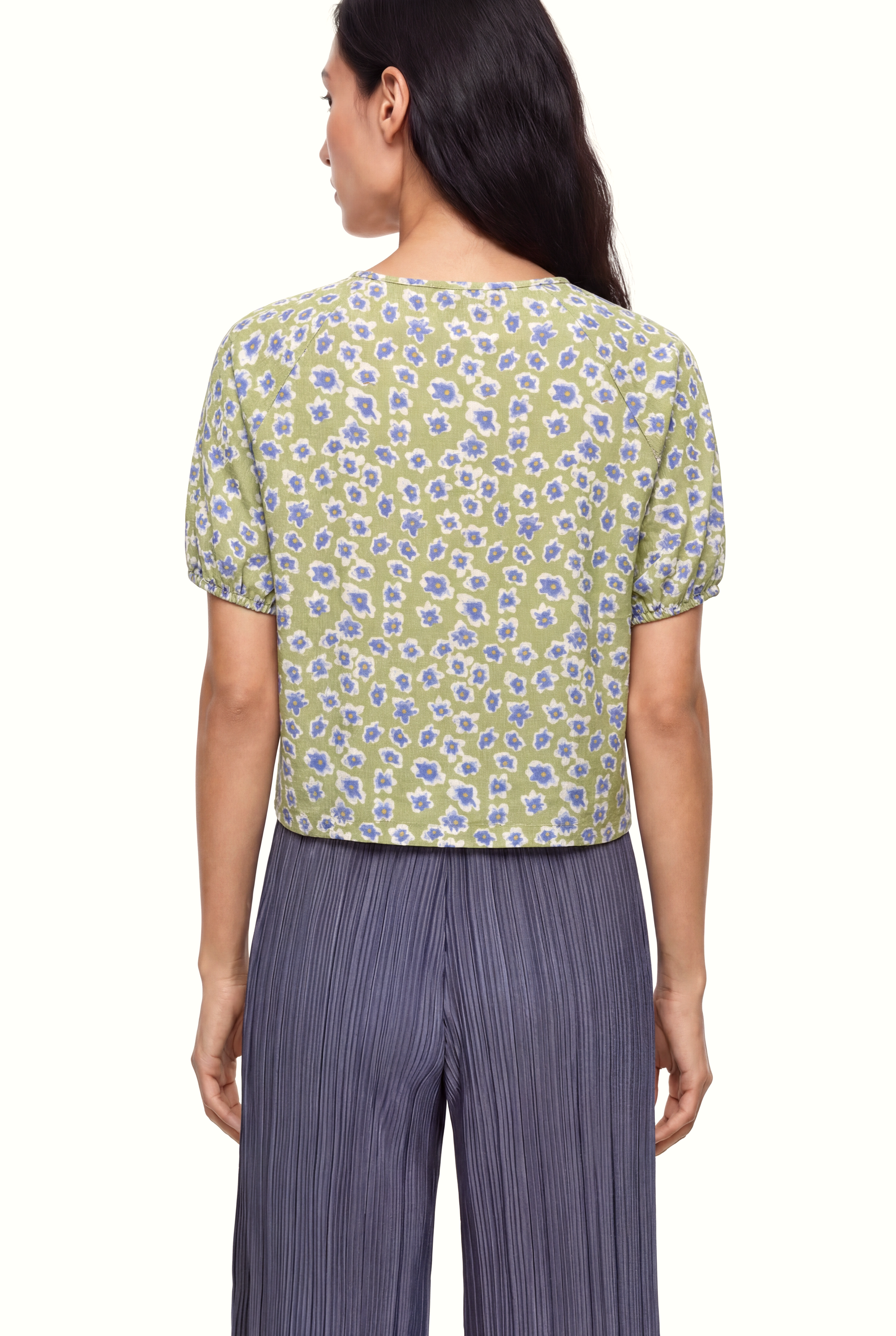 CARMEN CROP TOP in Olive AOP