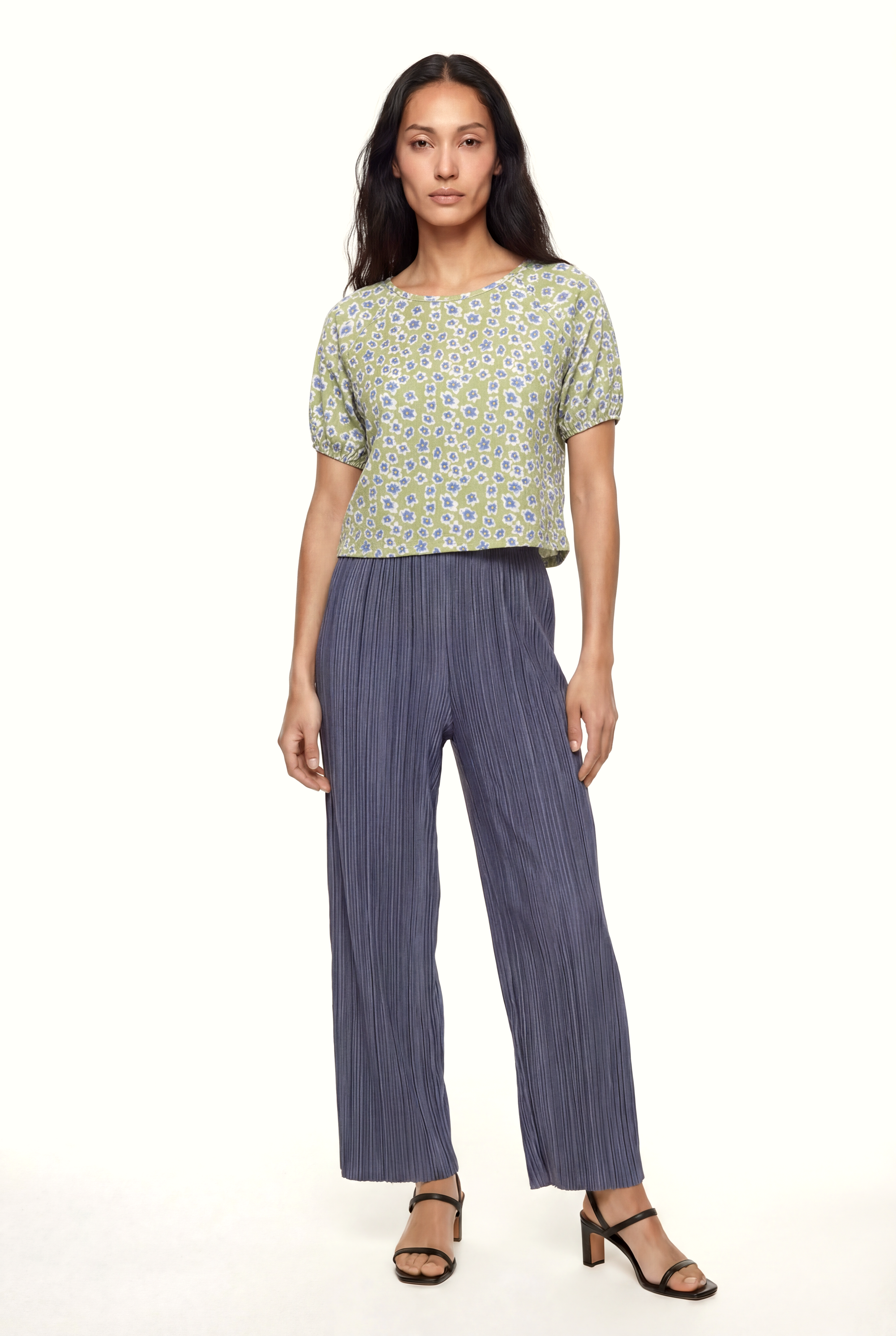 CARMEN CROP TOP in Olive AOP