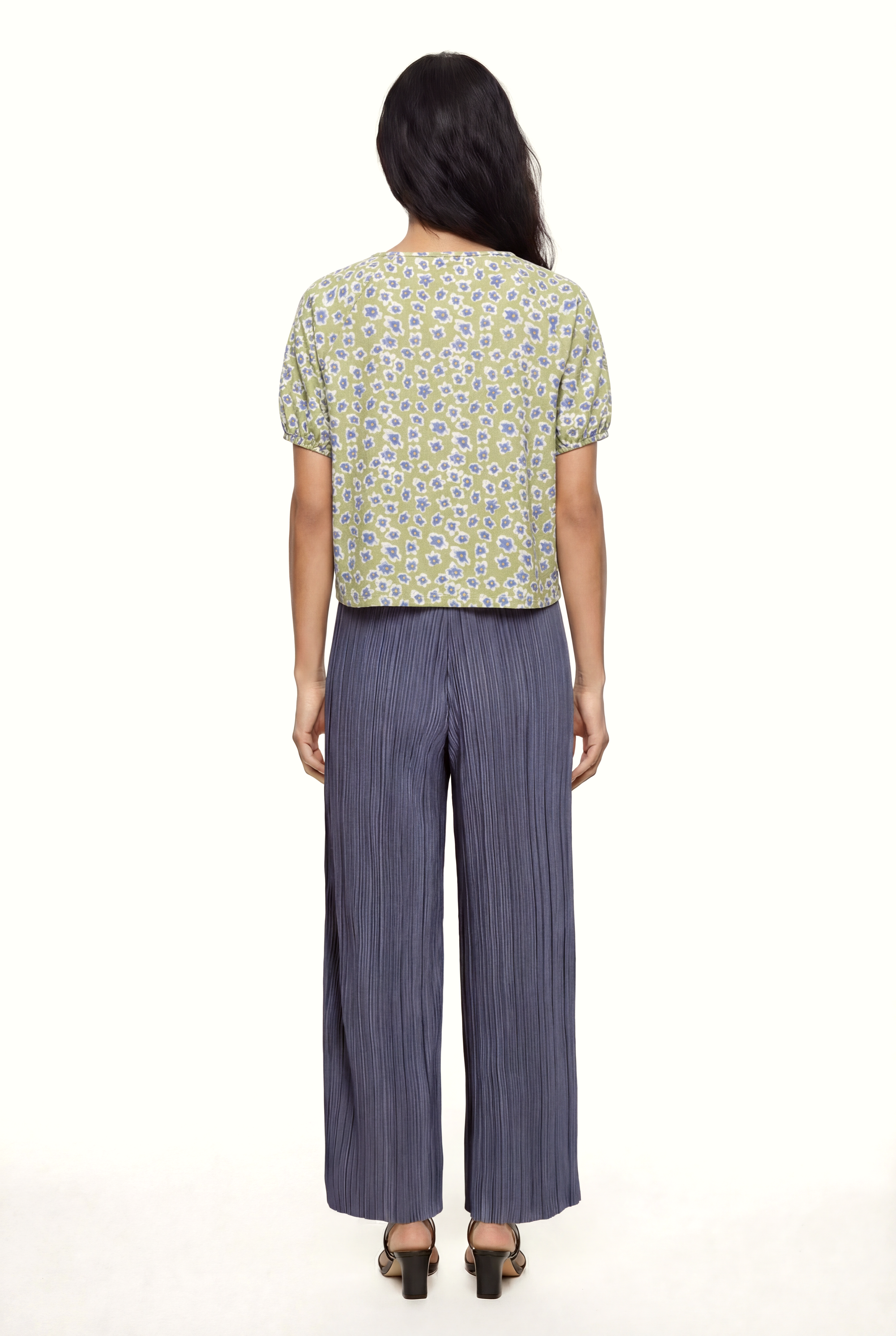 CARMEN CROP TOP in Olive AOP