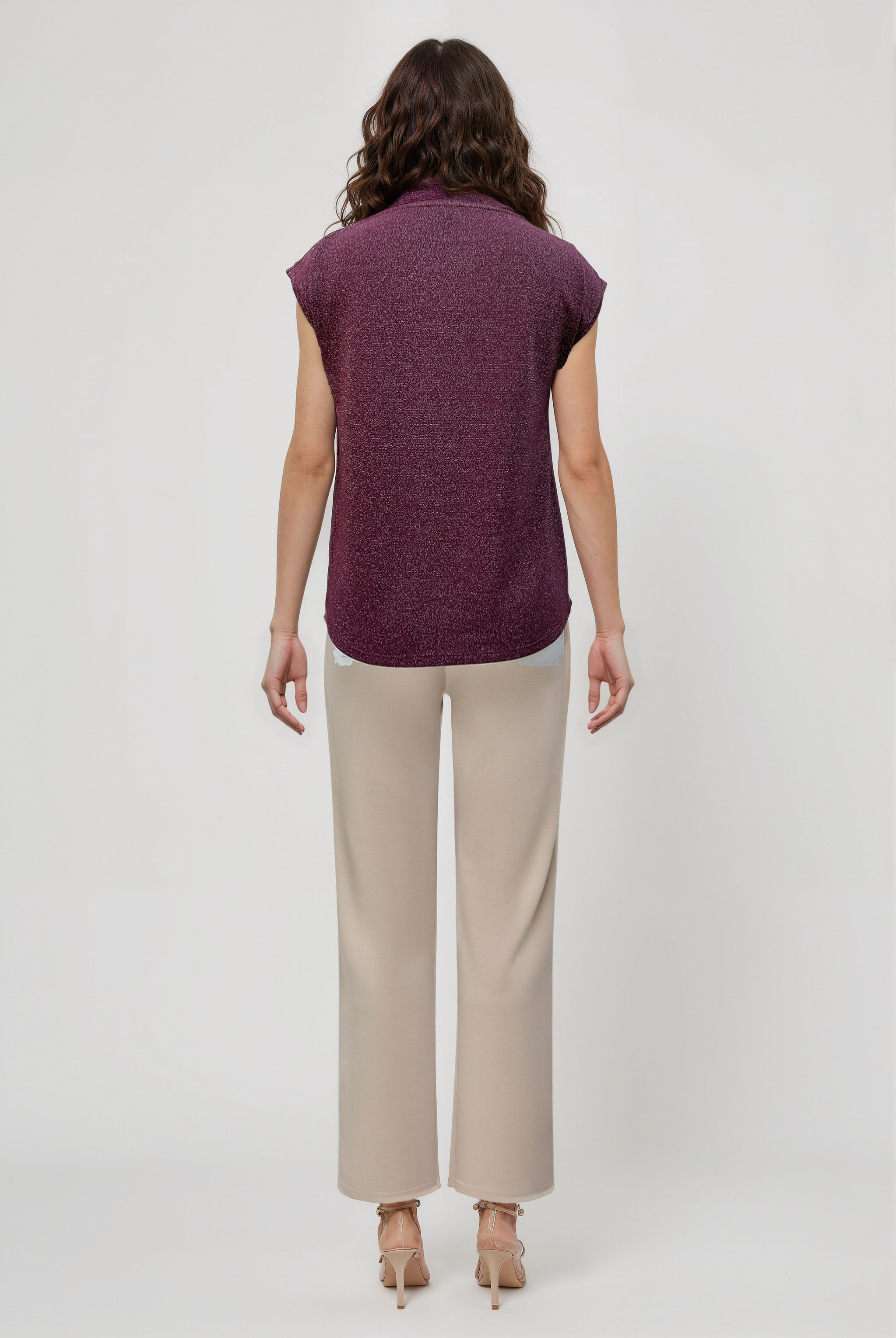 SKY GLITTER S/S TOP in Cabarnet