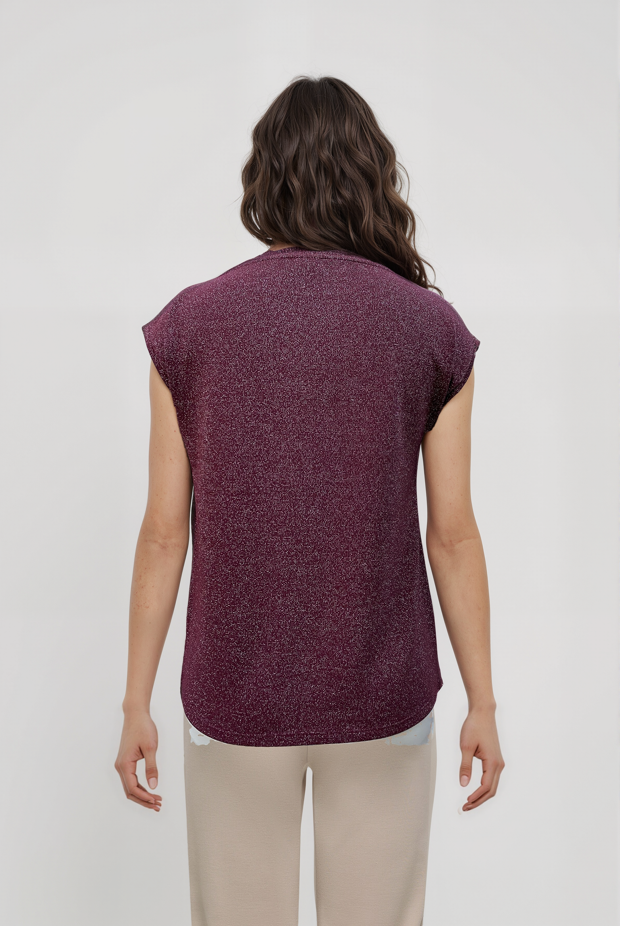 SKY GLITTER S/S TOP in Cabarnet