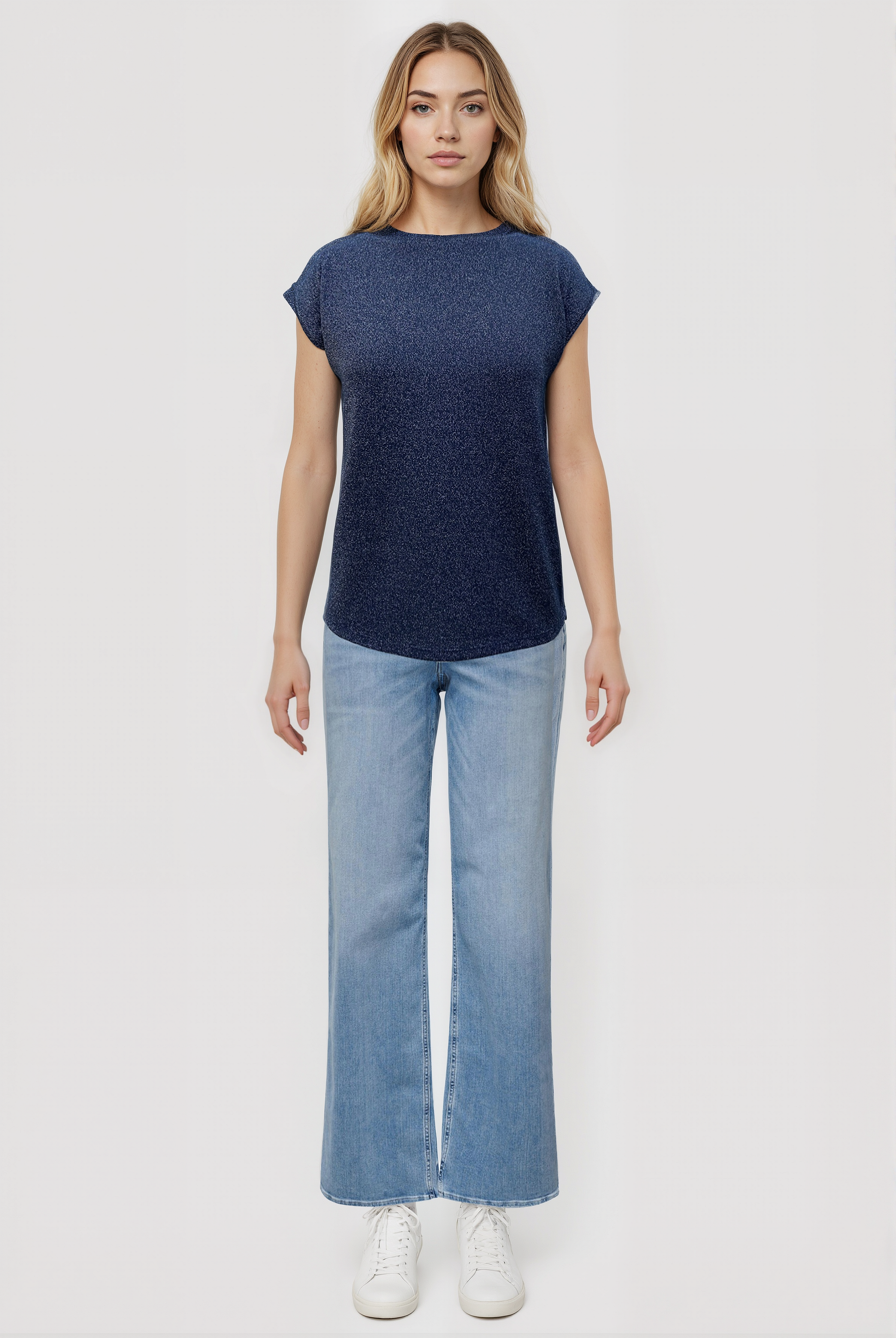 SKY GLITTER S/S TOP in Navy Blazer