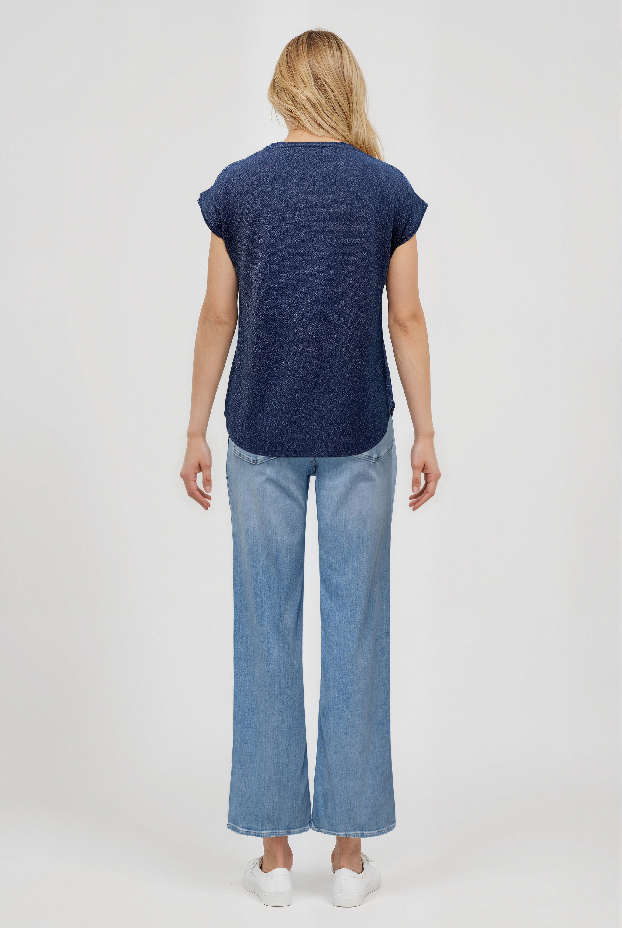 SKY GLITTER S/S TOP in Navy Blazer