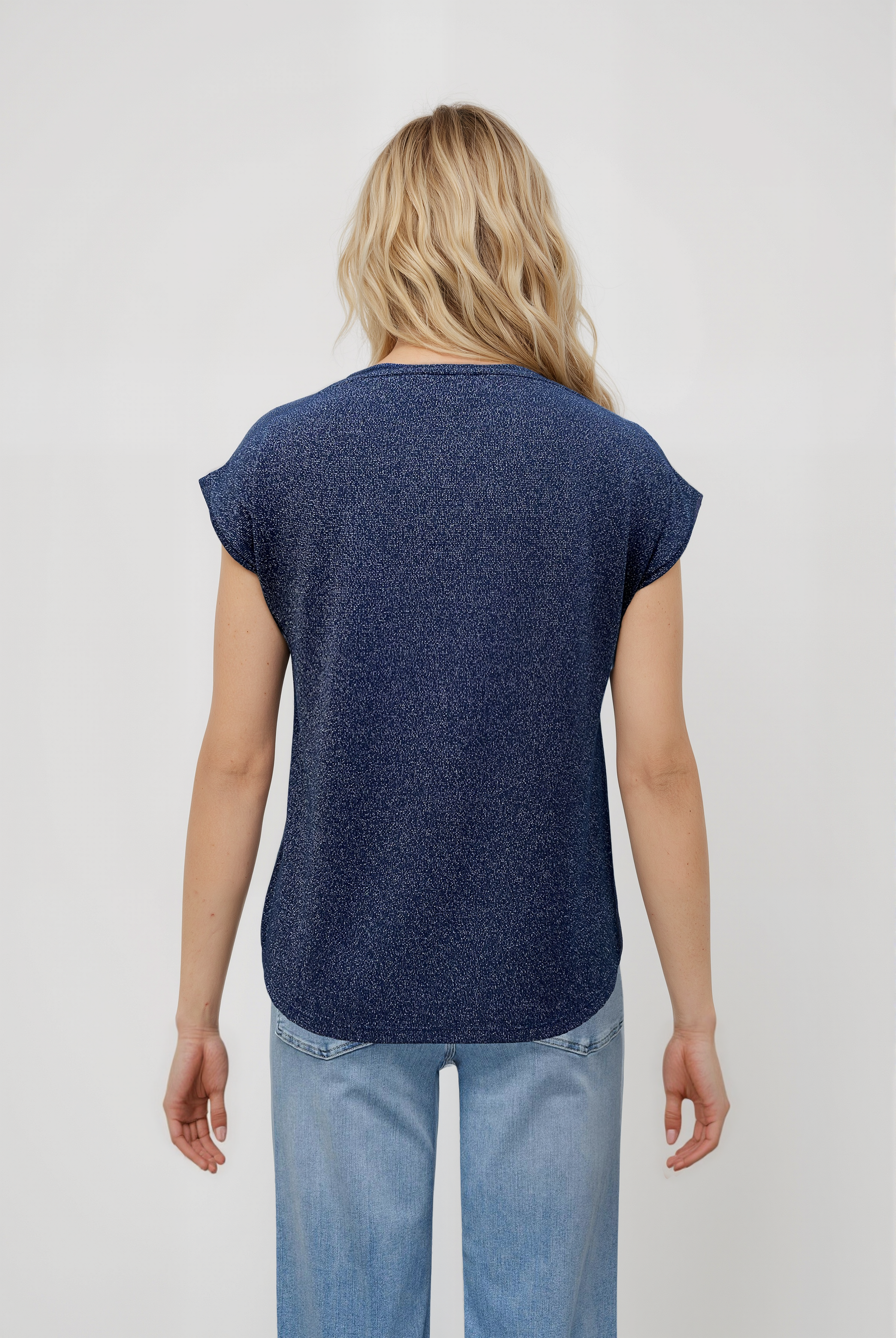 SKY GLITTER S/S TOP in Navy Blazer