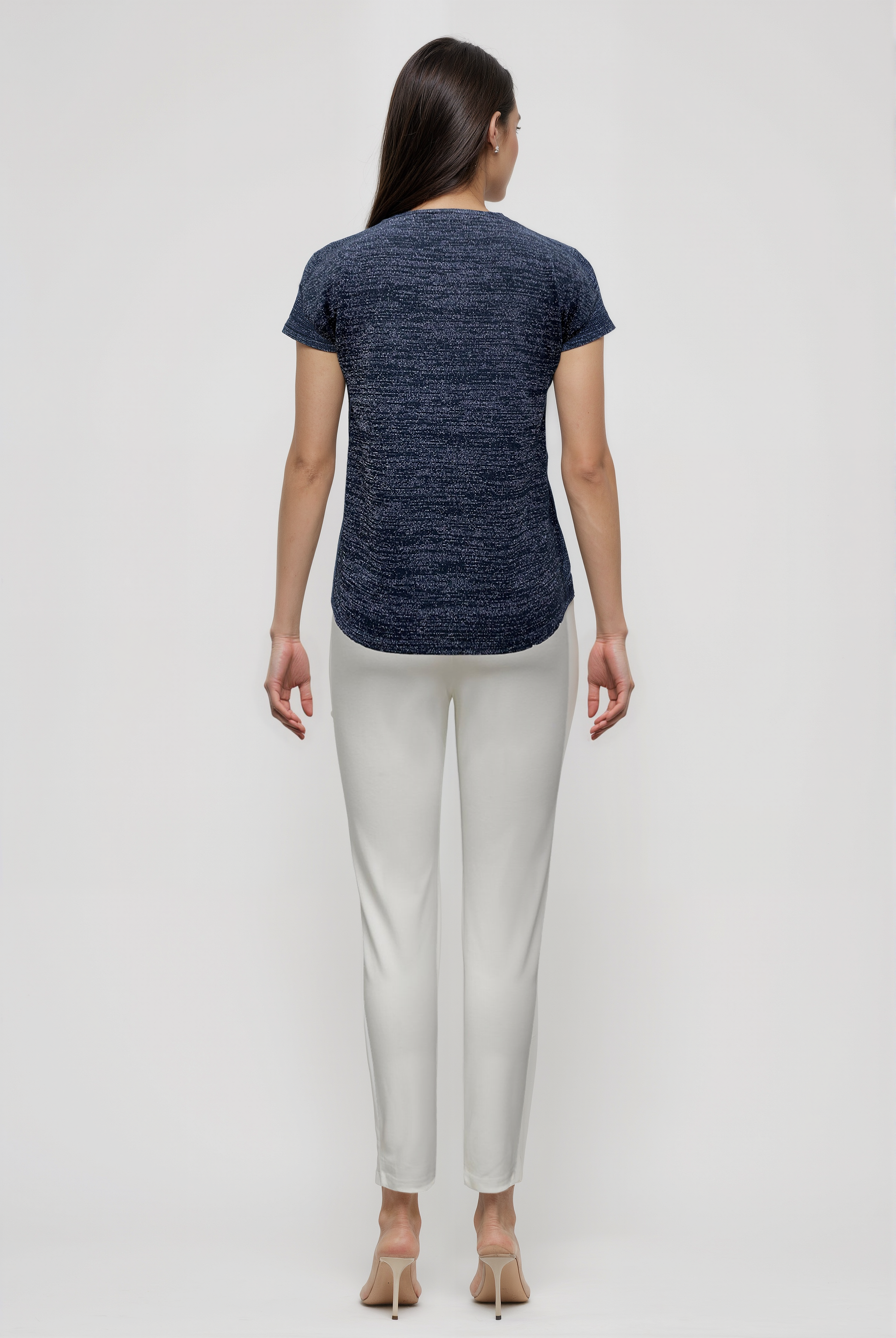 SKY GLITTER S/S TOP in Black, Silver