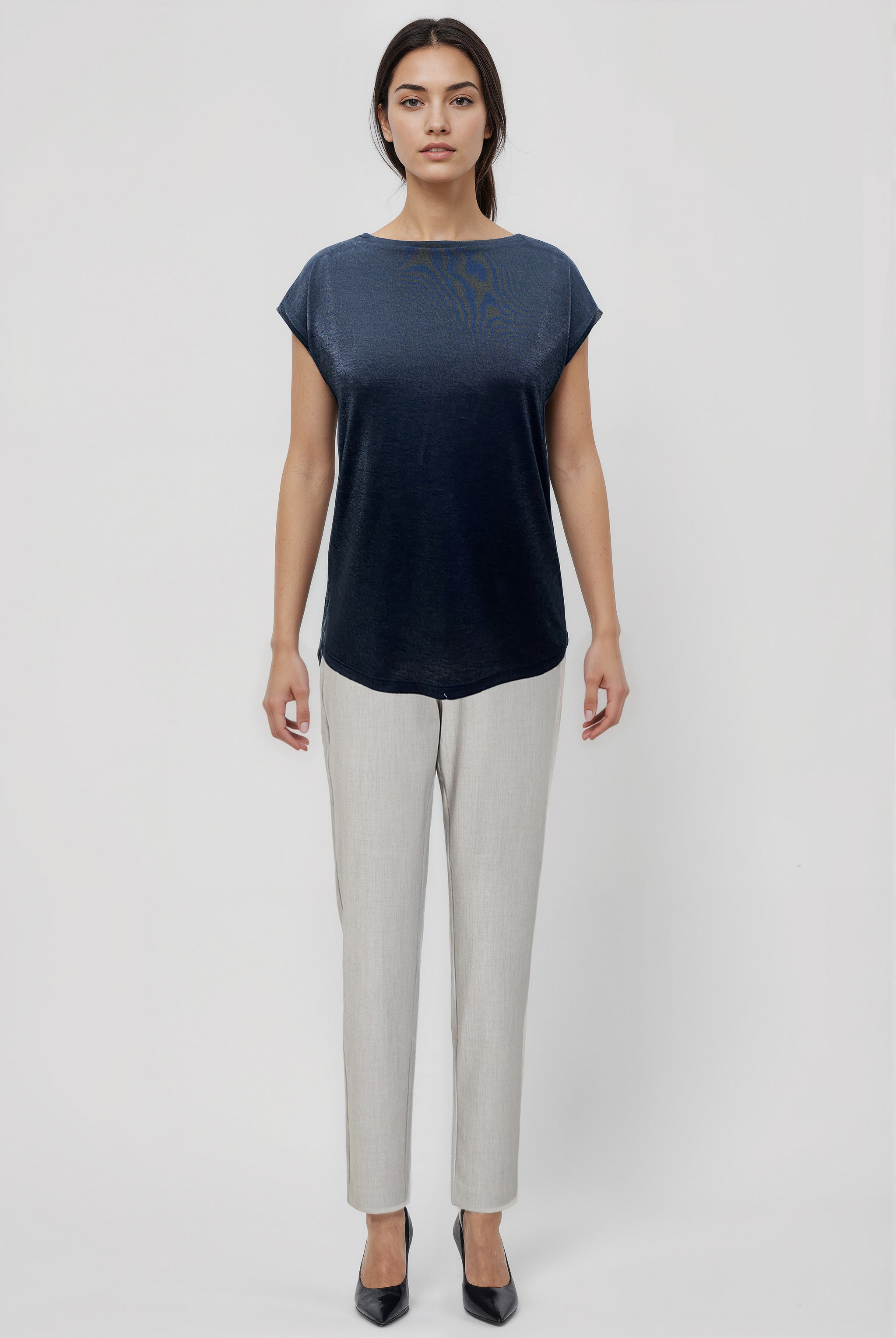 SKY GLITTER S/S TOP in Shiny Grey