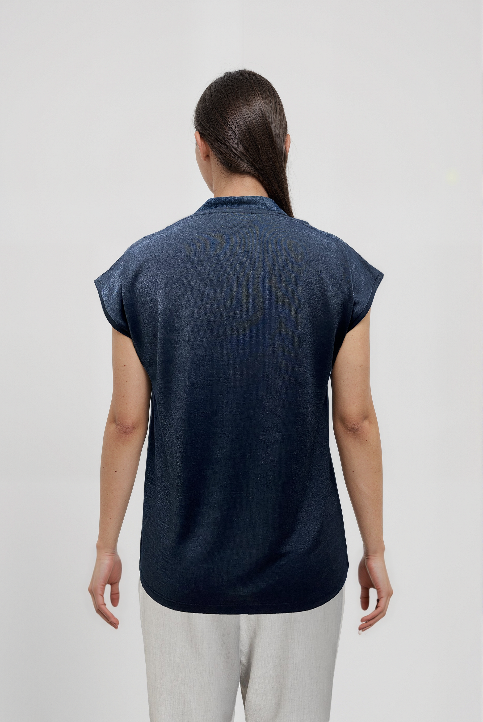 SKY GLITTER S/S TOP in Shiny Grey