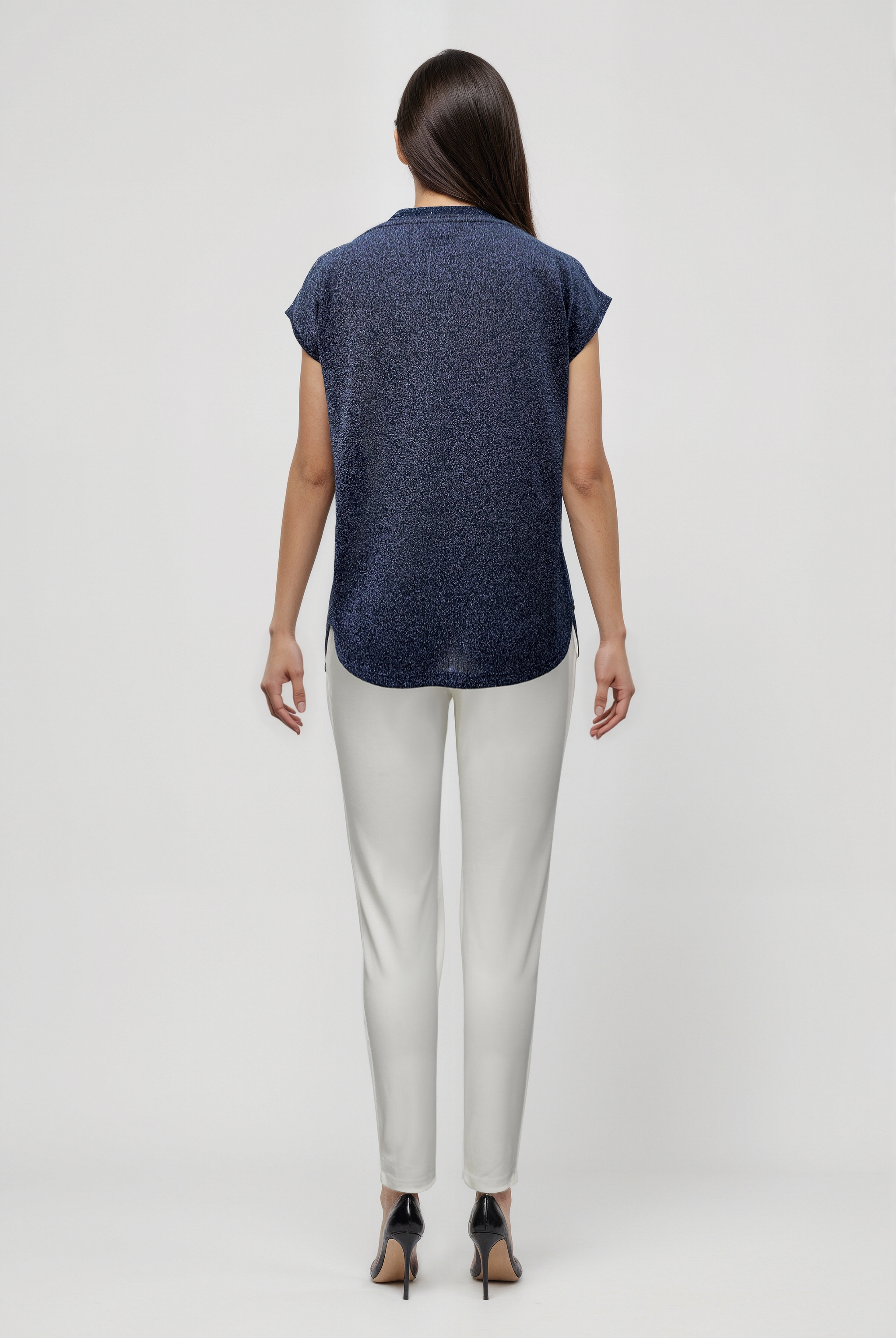 SKY GLITTER S/S TOP in Black, Anthracite