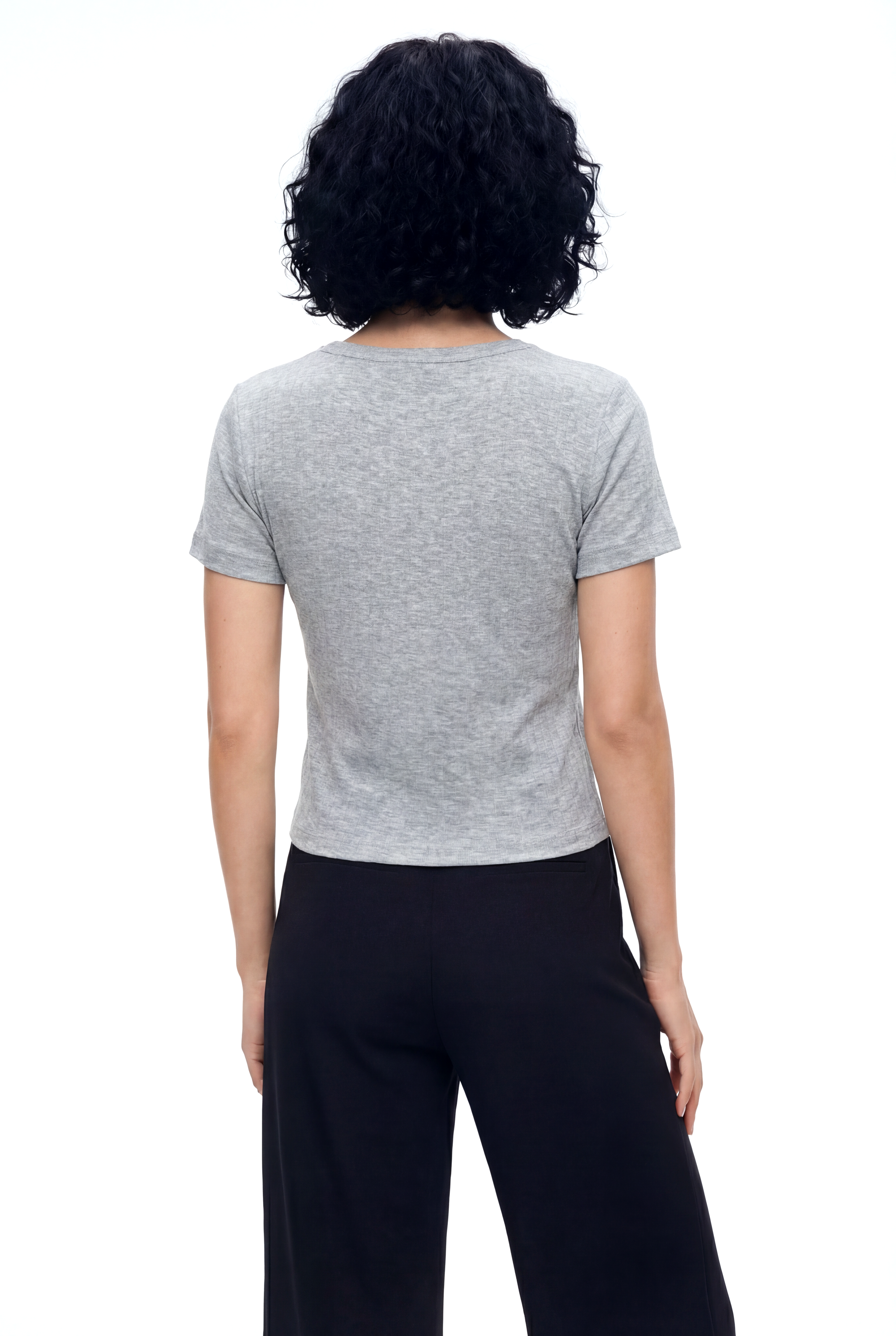 SANDY S/S TOP in Grey Melange