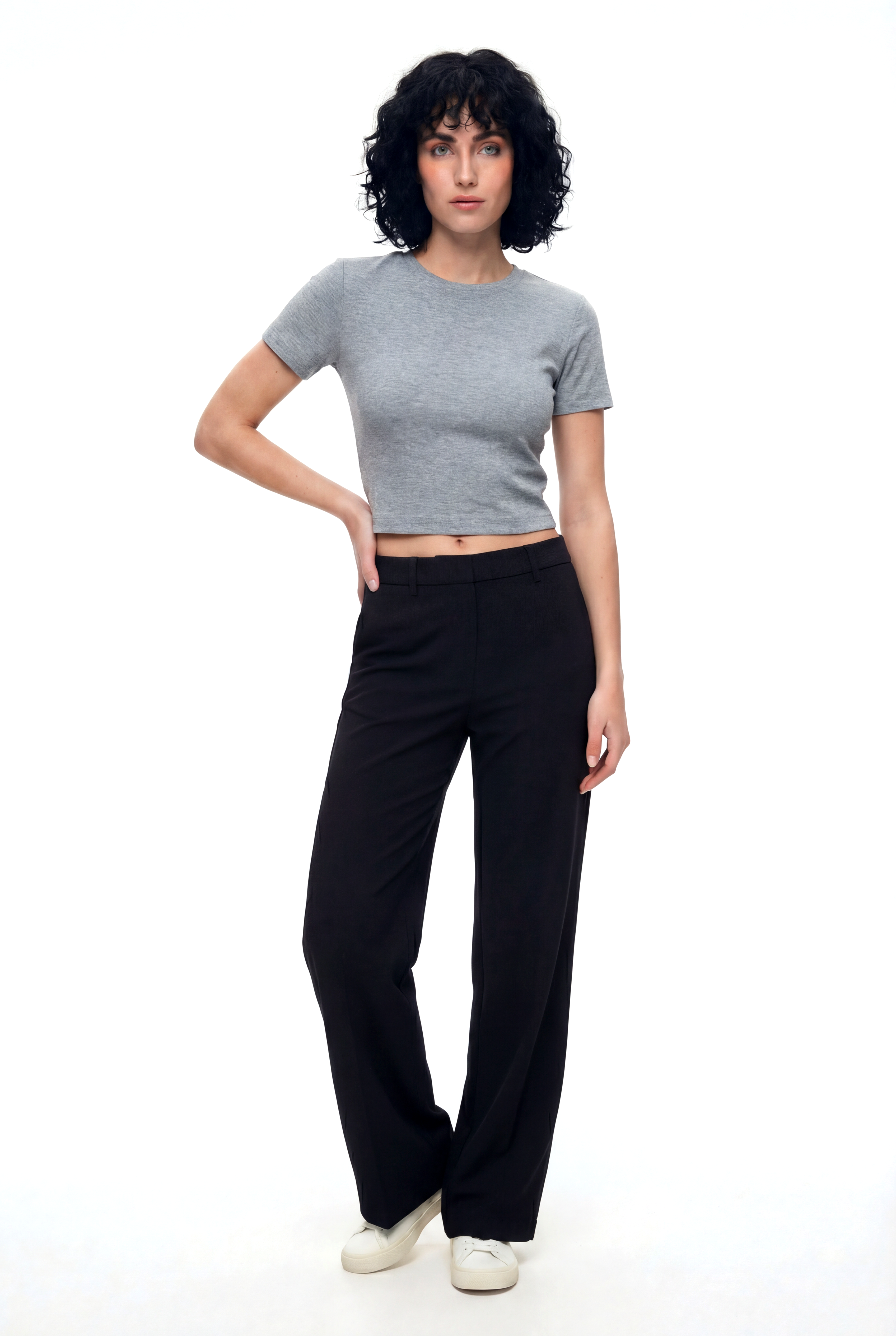 SANDY S/S TOP in Grey Melange