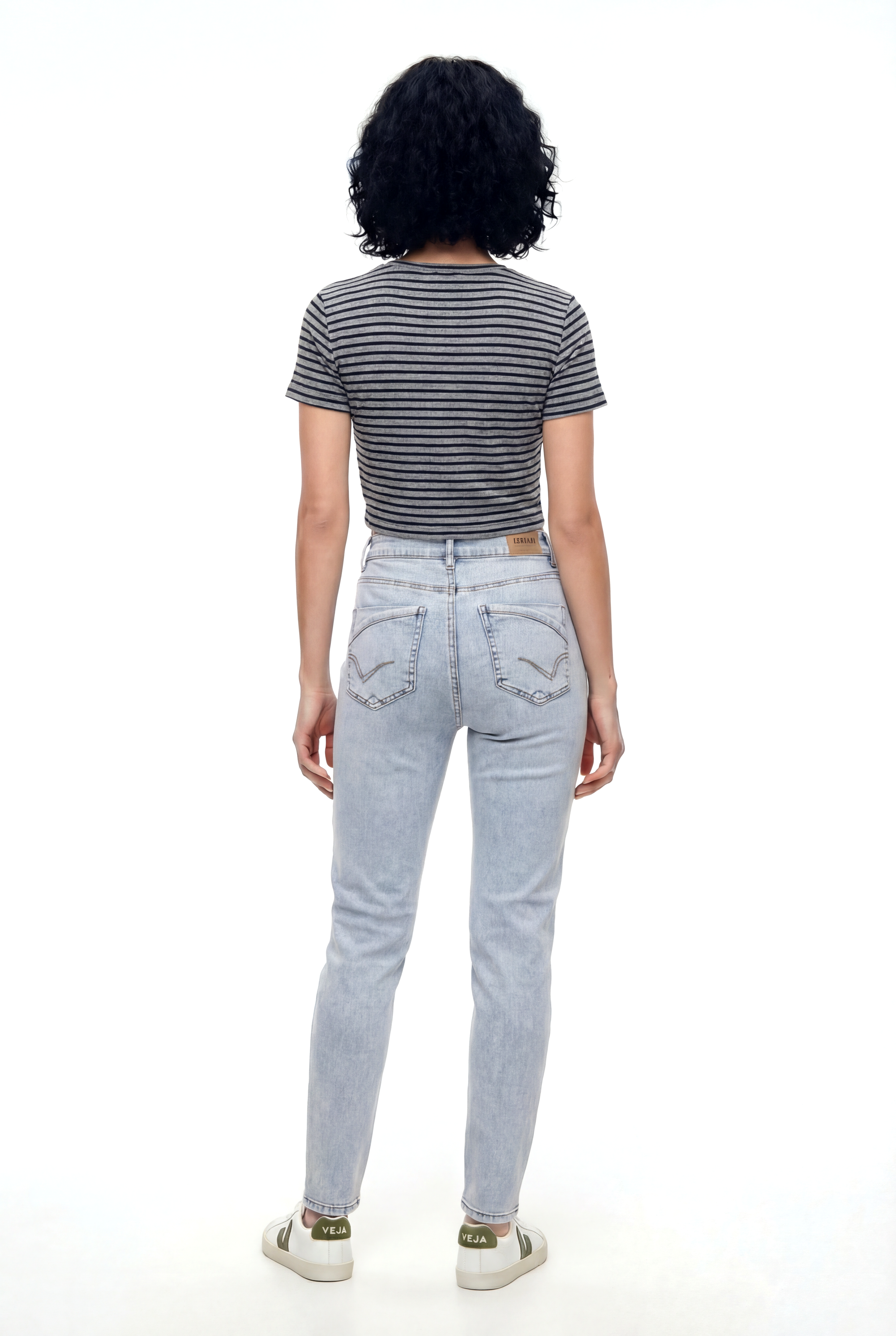 SANDY S/S TOP in Black, Grey Striped