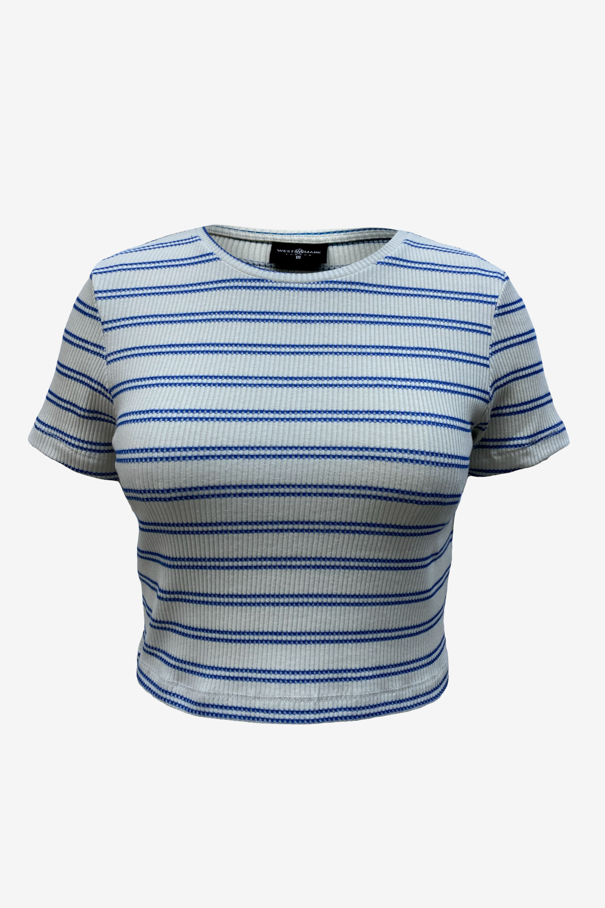 SANDY S/S TOP in Blueberry, Snow White Striped