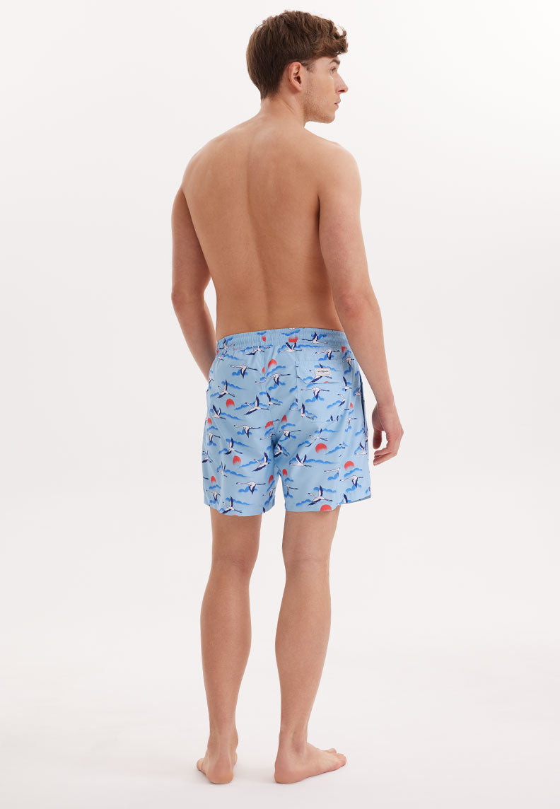 STORK ZWEMSHORTS in Blauw AOP
