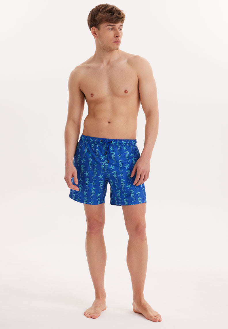 SEAHORSE ICON SWIM SHORTS in Blue AOP