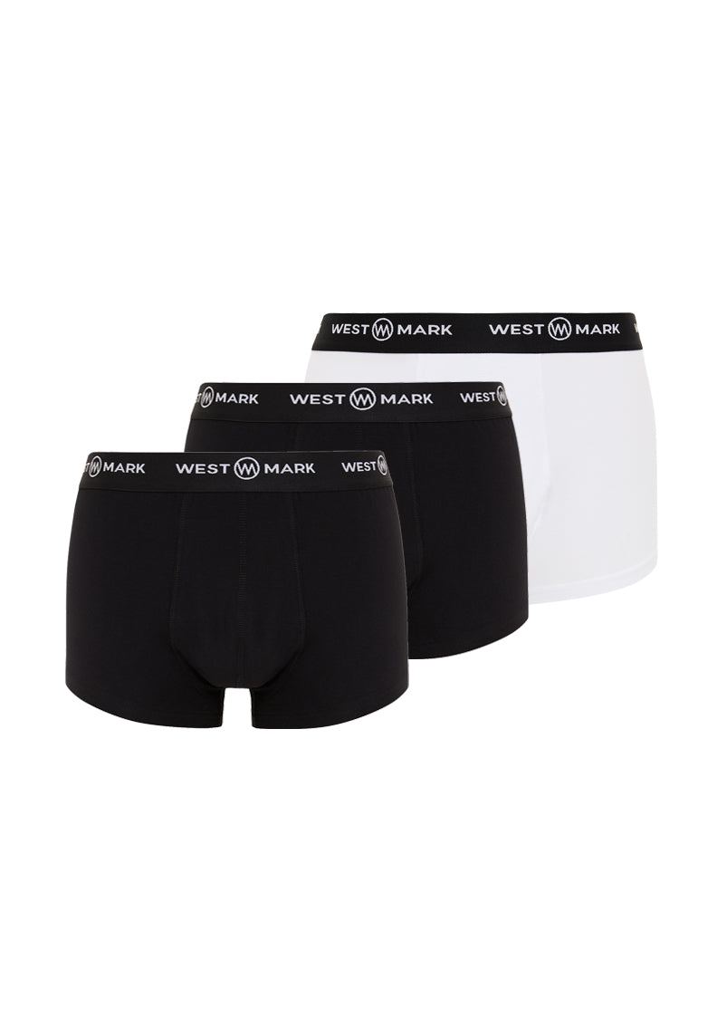 EINFACHE SCHWARZE WEISSE TRUNK-UNTERHOSE, 3ER-PACK