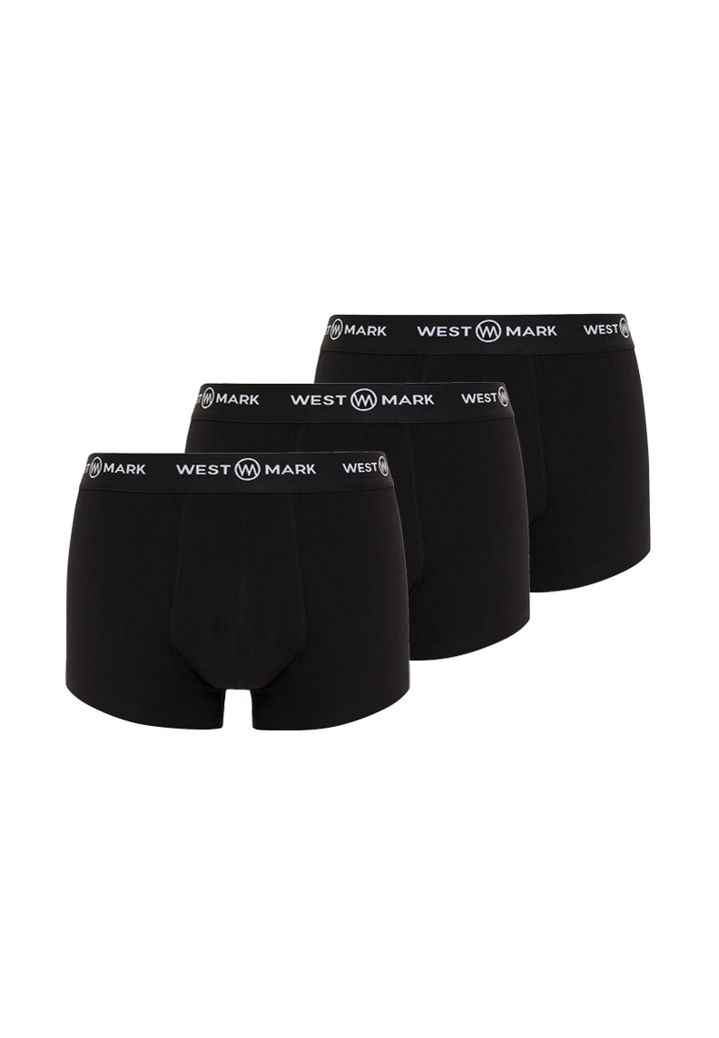 SOLIDE SCHWARZE TRUNK-UNTERHOSE, 3ER-PACK