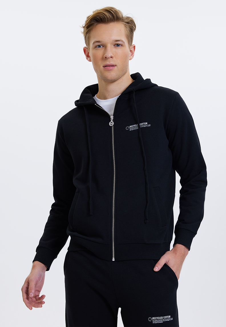 WMRECYCLED ZIP HOODIE in Black