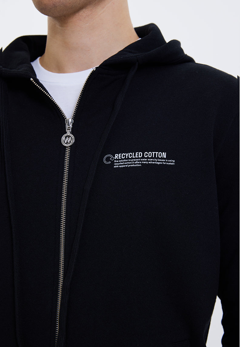 WMRECYCLED ZIP HOODIE in Black