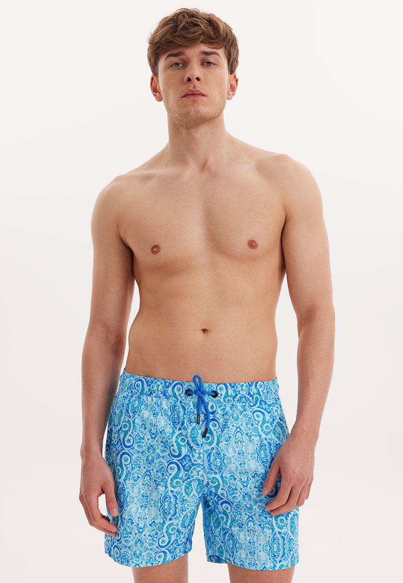 WMPATTERN MAJOLICA SWIM SHORTS in Light Blue AOP