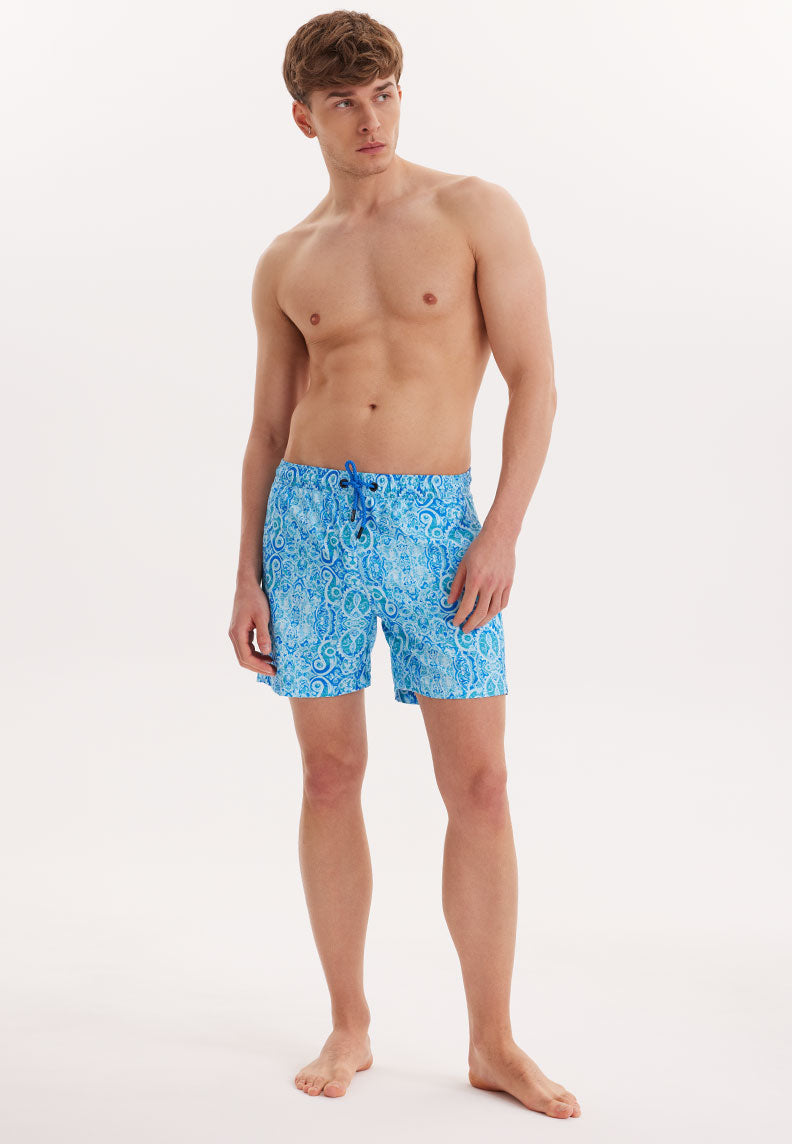 WMPATTERN MAJOLICA SWIM SHORTS in Light Blue AOP
