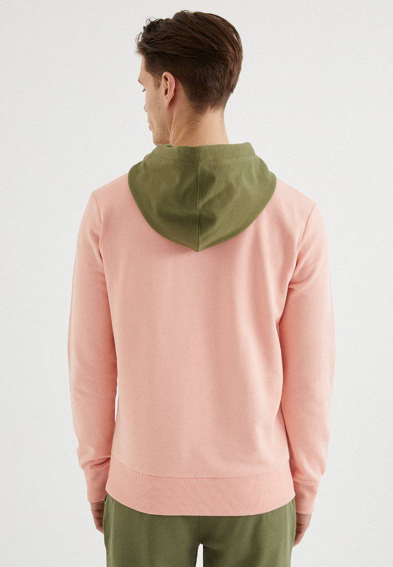 CORE COLOUR BLOCKED HOODIE in Coral Cloud
