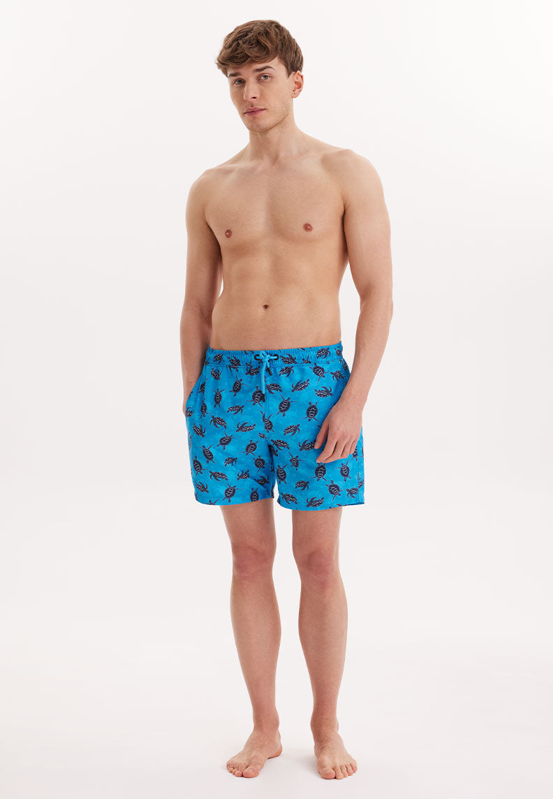 SEA TURTLE SWIM SHORTS in Blue AOP