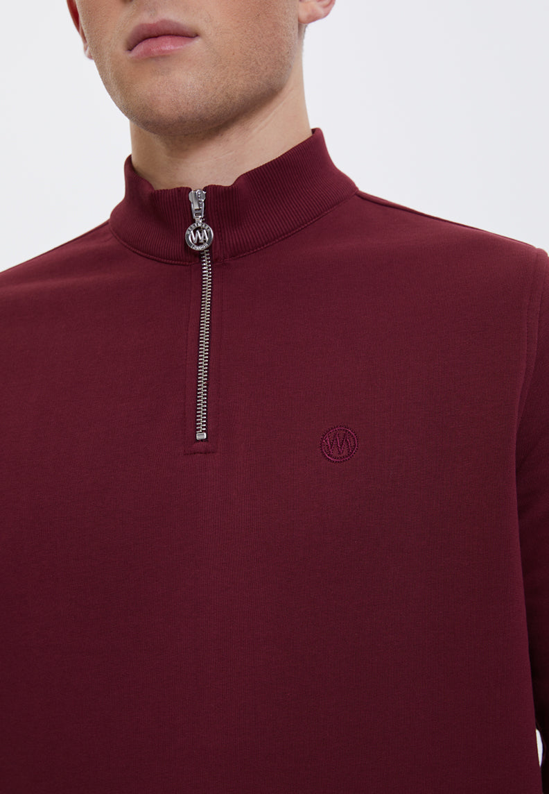 CORE HALF ZIP SWEAT in Cabernet