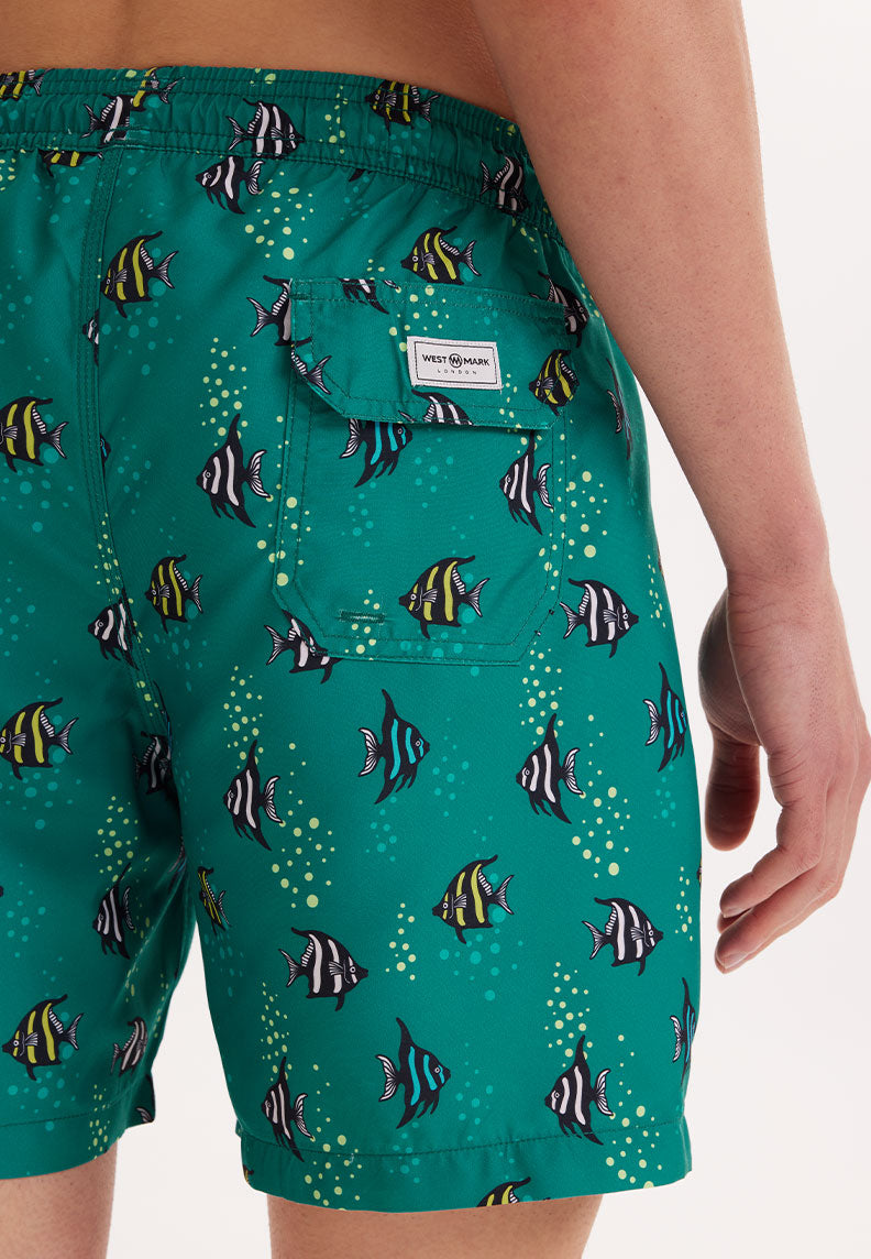 WMANIMAL FISH ZWEMSHORT in Teal AOP