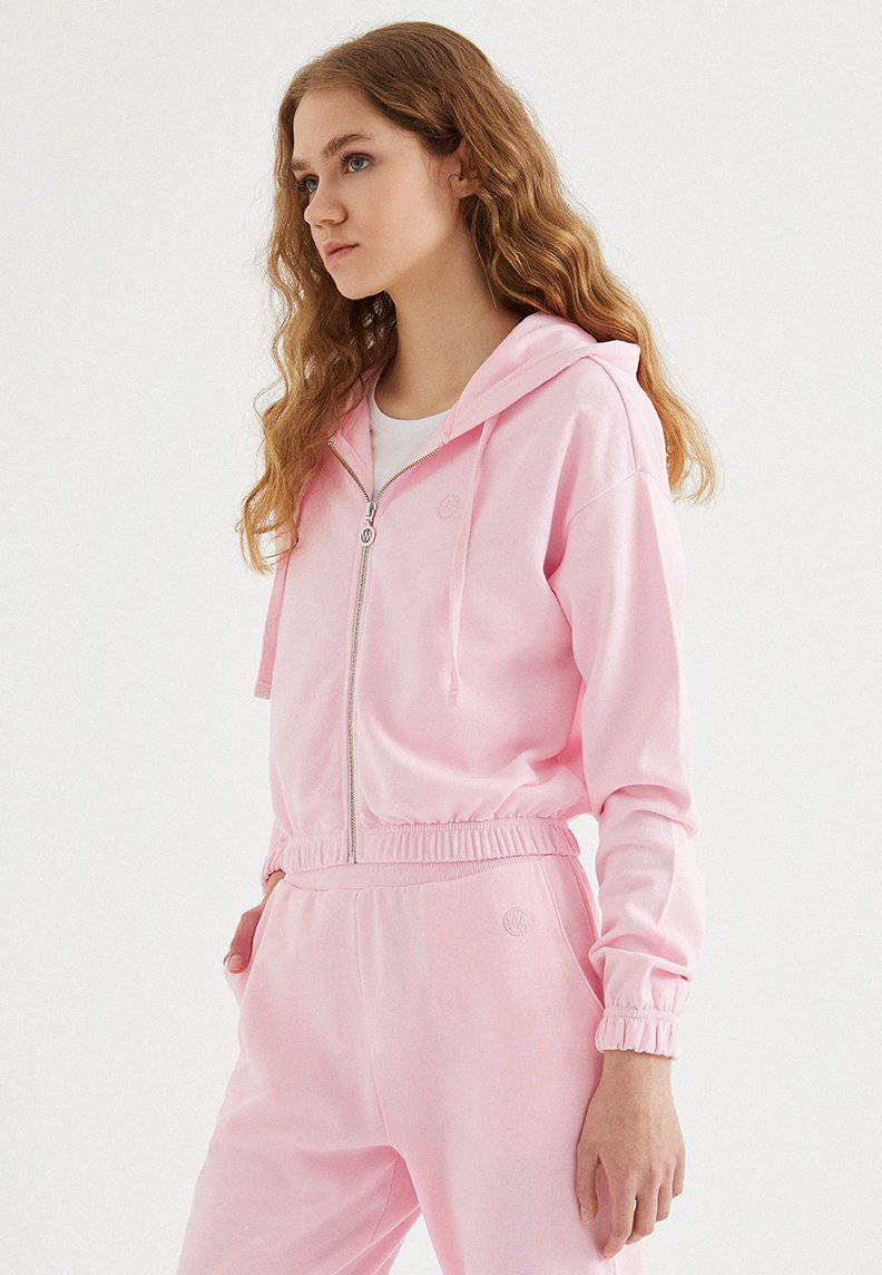 ENJOY CROPPED ZIP HOODE in Rose Shadow